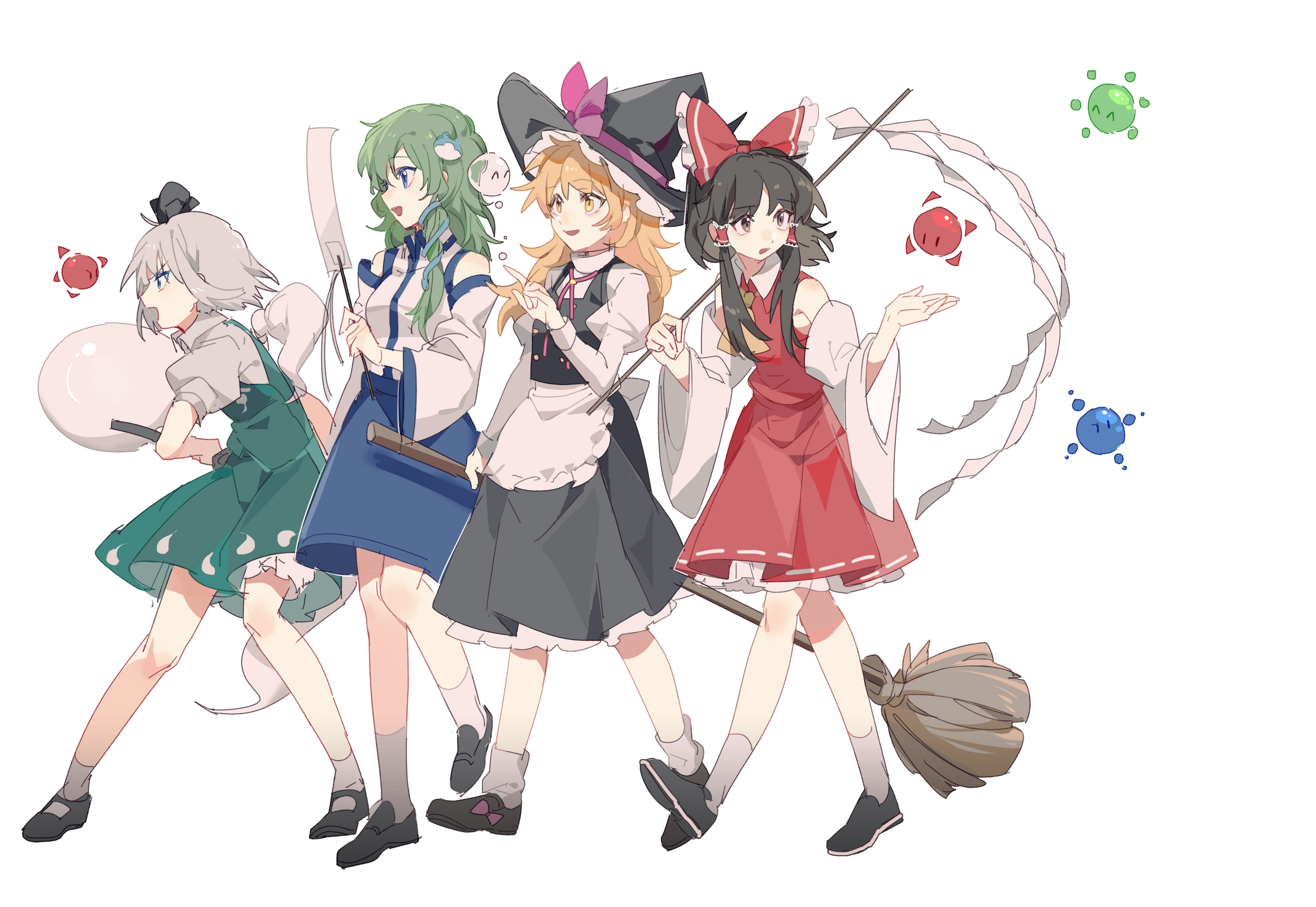 Free download wallpaper Anime, Touhou, Youmu Konpaku, Sanae Kochiya, Reimu Hakurei, Marisa Kirisame on your PC desktop