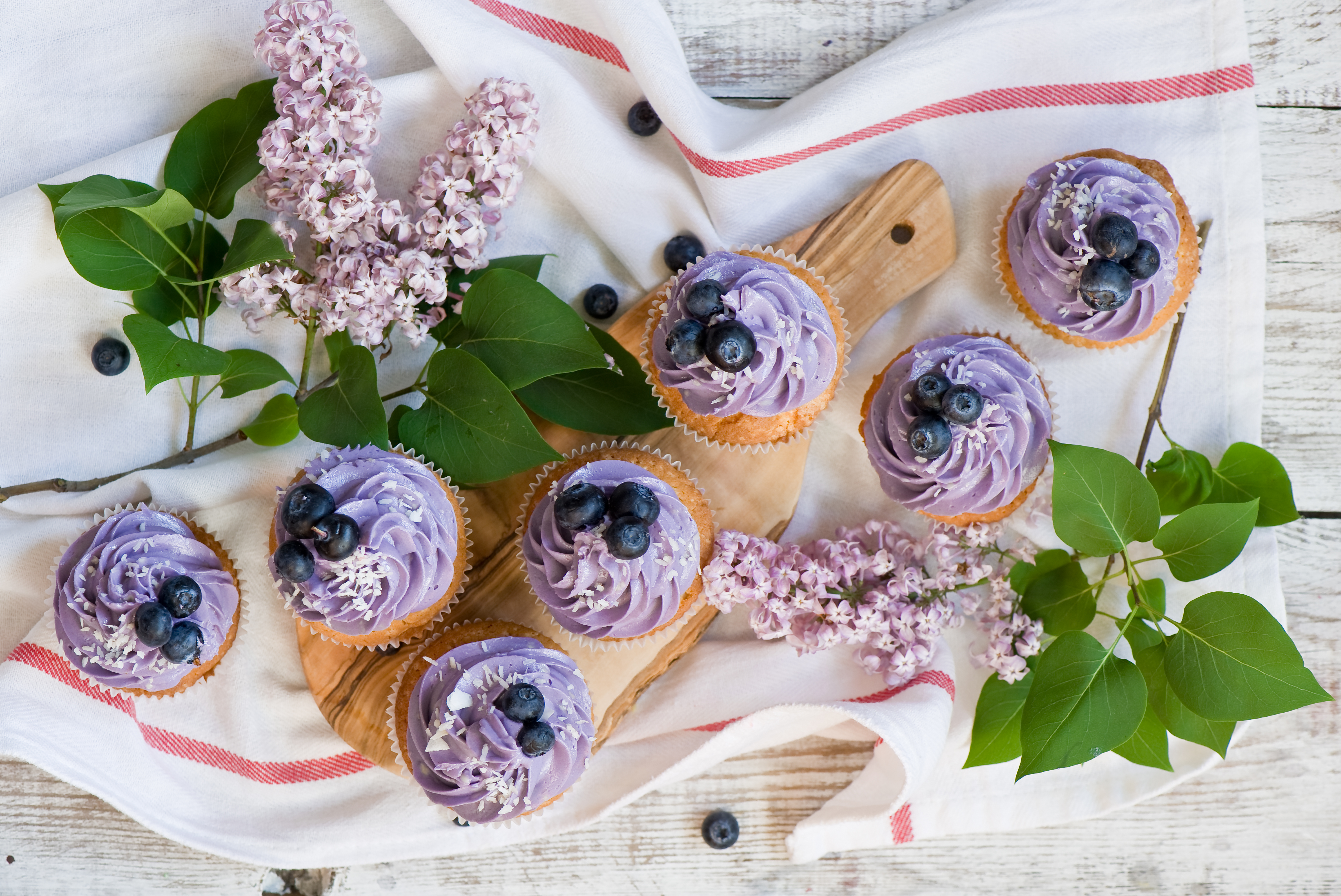 Download mobile wallpaper Food, Lilac, Dessert, Blueberry, Sweets, Cupcake for free.
