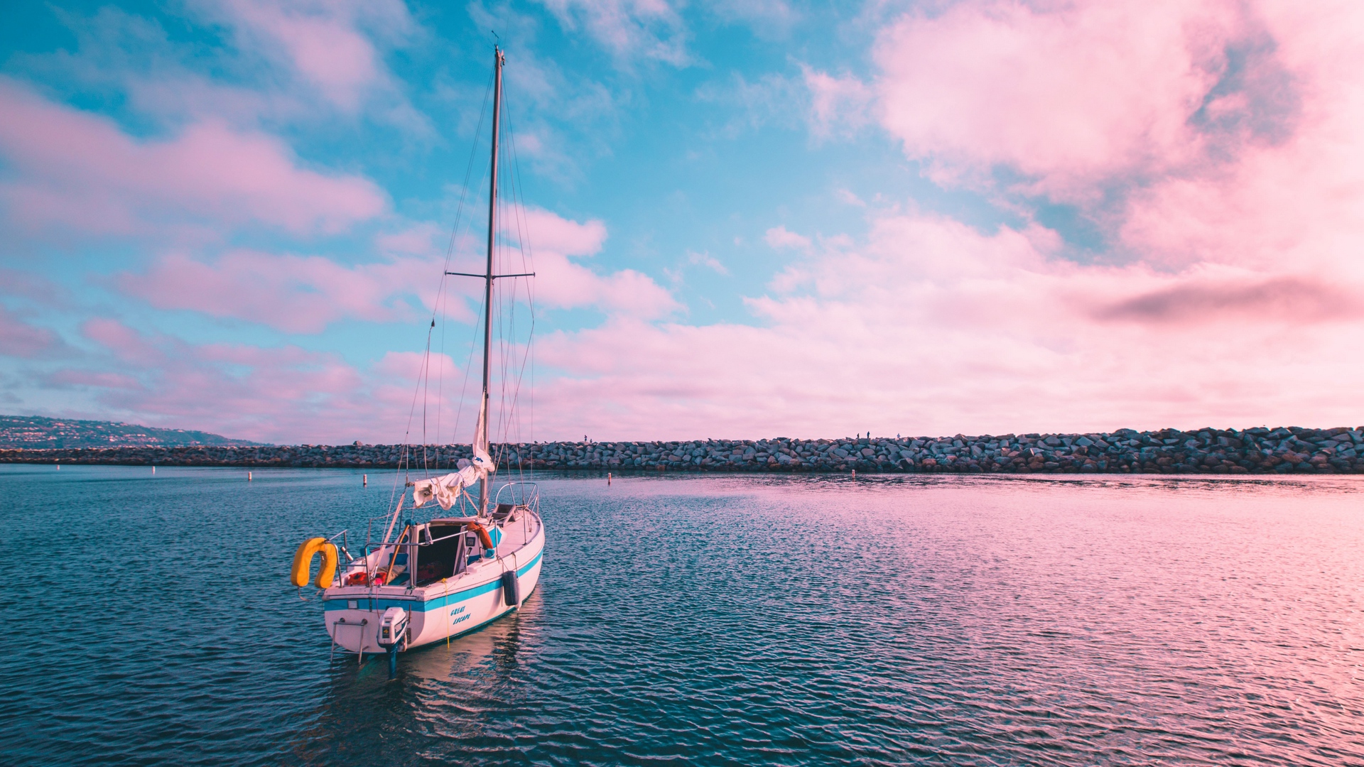 Laden Sie das Wasser, Boot, Segelboot, Meer, Sonnenuntergang, Fahrzeuge-Bild kostenlos auf Ihren PC-Desktop herunter