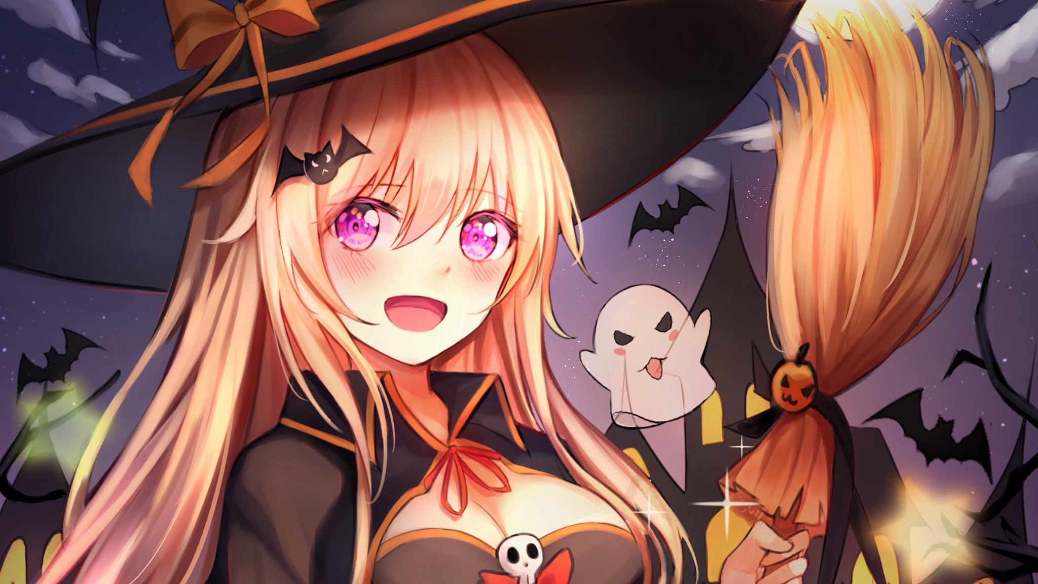 Download mobile wallpaper Anime, Halloween, Witch for free.