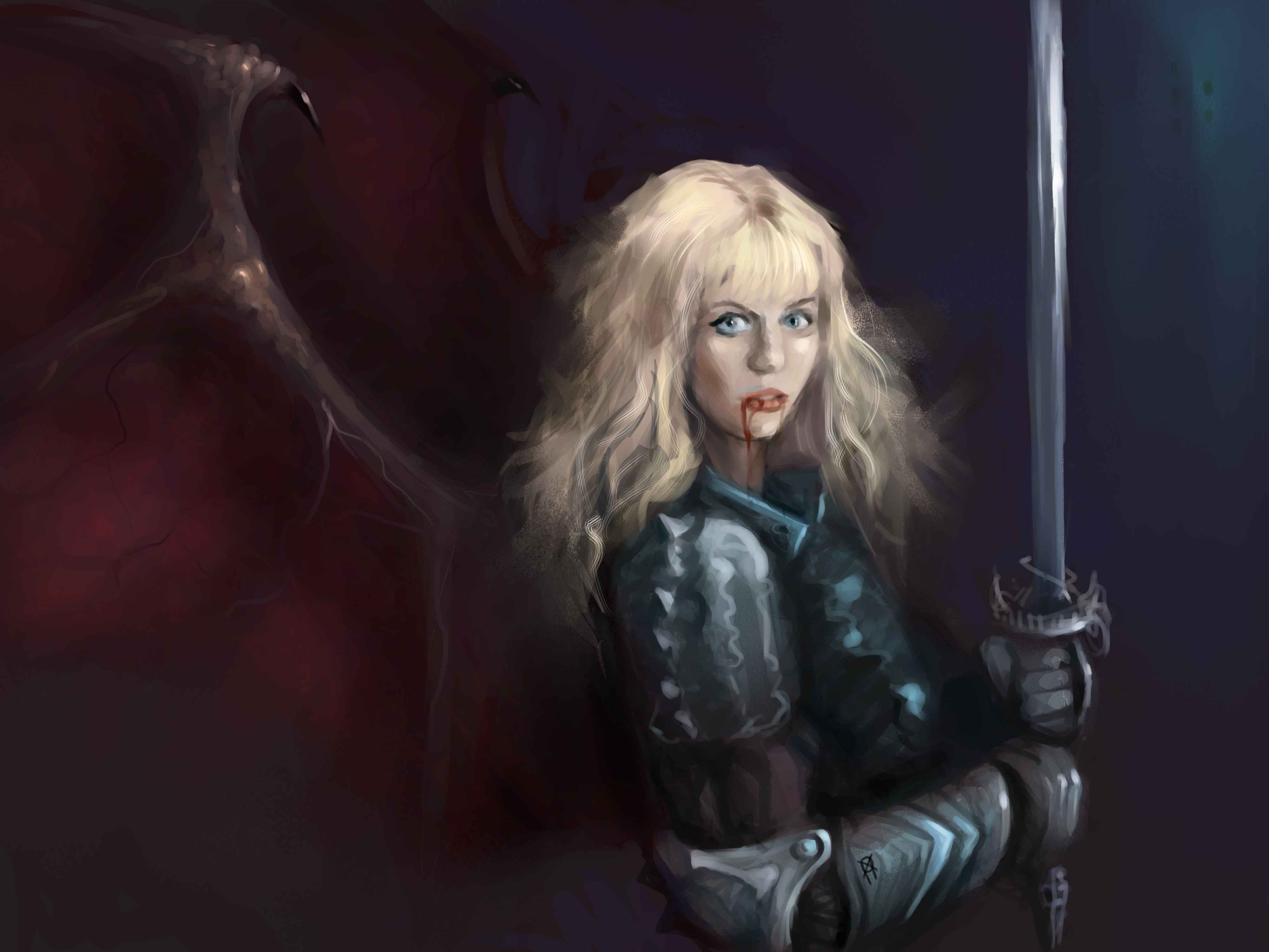 Download mobile wallpaper Fantasy, Blonde, Armor, Sword, Women Warrior, Woman Warrior for free.