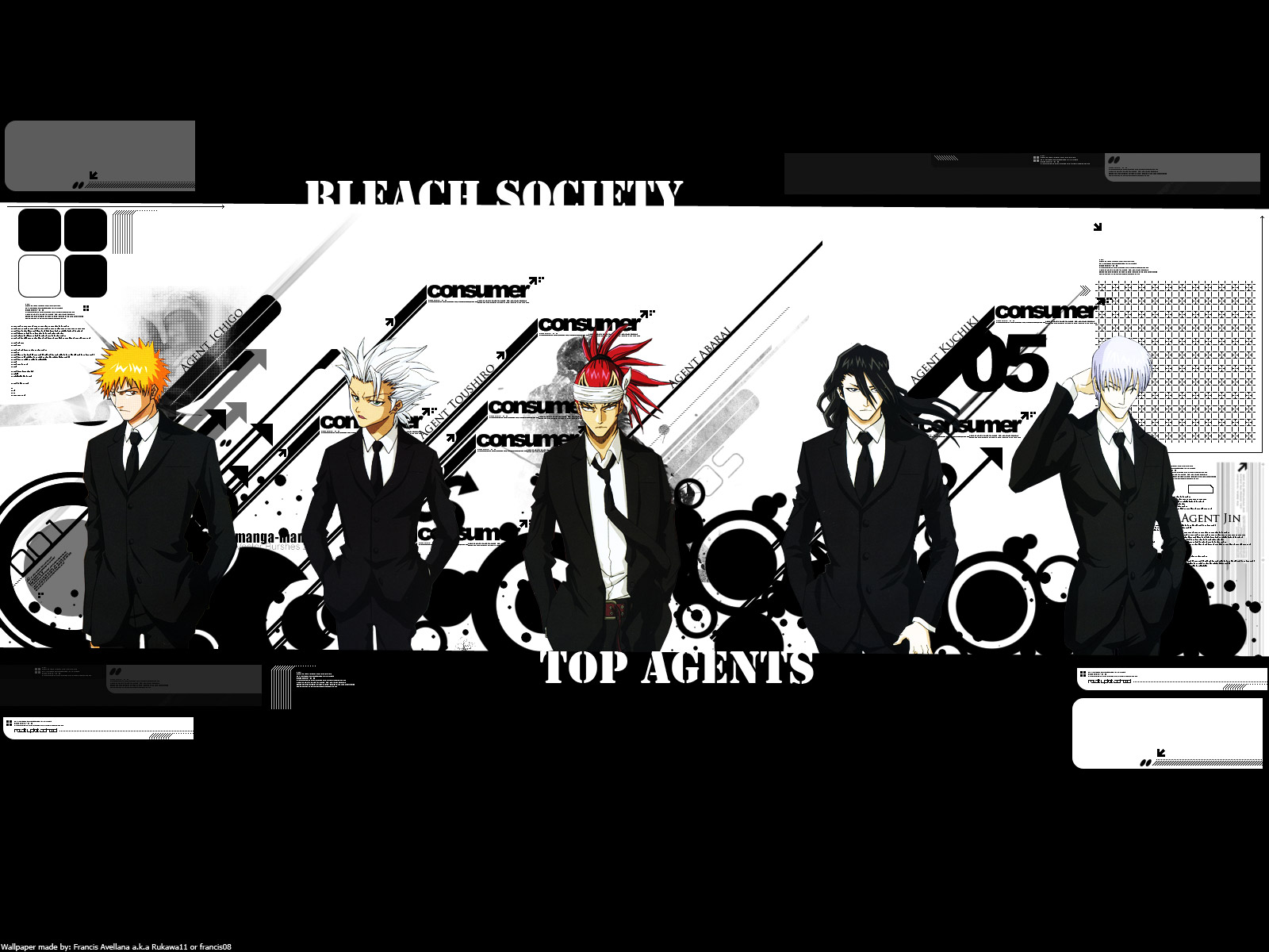 Laden Sie das Bleach, Animes, Renji Abarai, Ichigo Kurosaki, Byakuya Kuchiki, Tōshirō Hitsugaya, Gin Ichimaru-Bild kostenlos auf Ihren PC-Desktop herunter