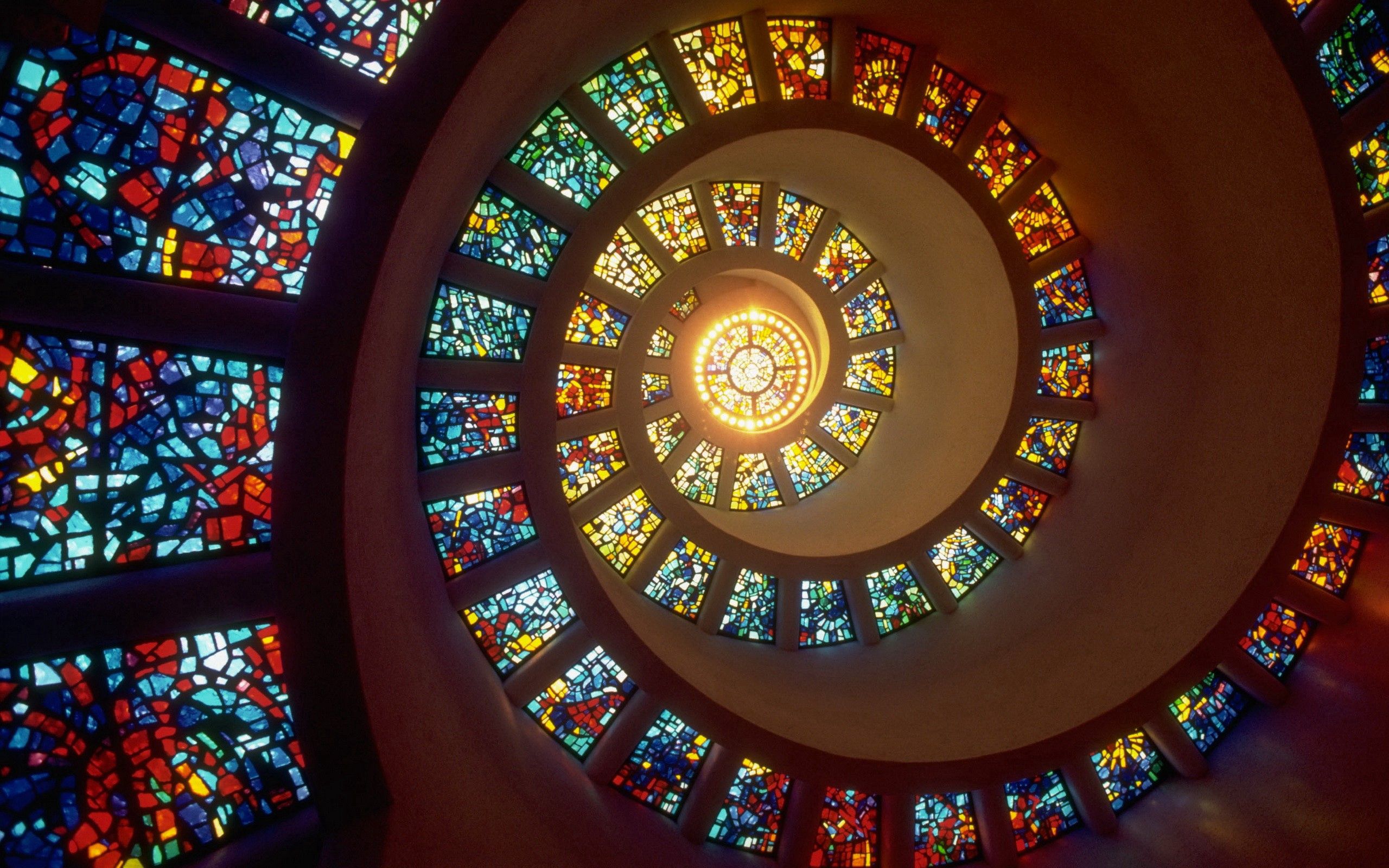 stained glass, abstract, windows, shine, light, spiral, curtain walls