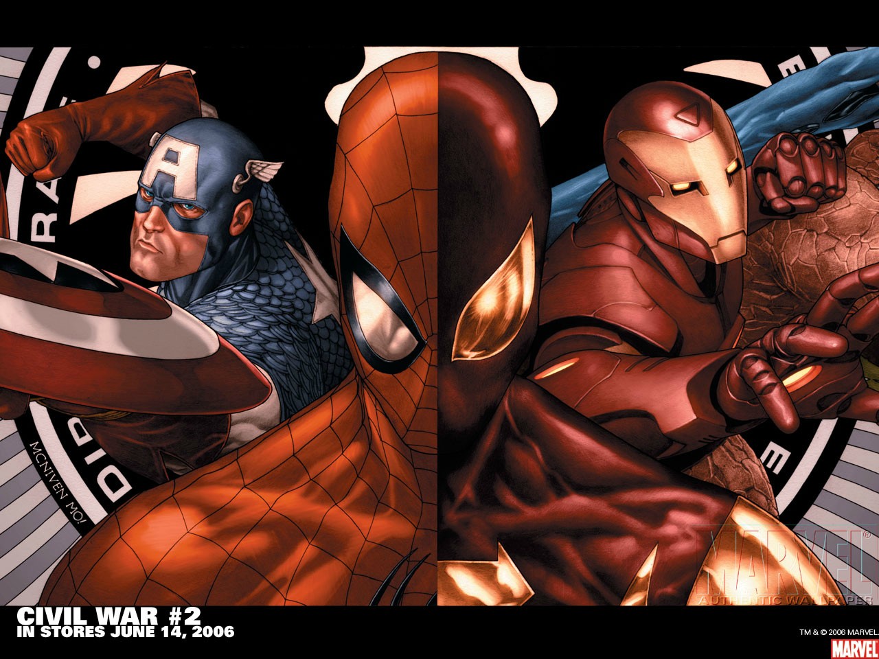 Скачать картинку Комиксы, Железный Человек, Капитан Америка, Тони Старк, Человек Паук, Питер Паркер, Стив Роджерс, Гражданская Война в телефон бесплатно.