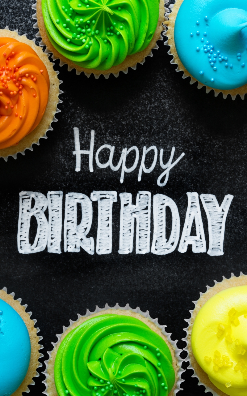 無料モバイル壁紙色, カップケーキ, 誕生日, ホリデー, 誕生日おめでとうをダウンロードします。