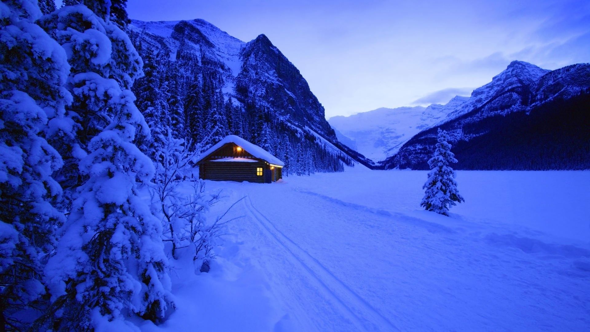 Download mobile wallpaper Winter, Snow, Mountain, Cabin, Man Made for free.