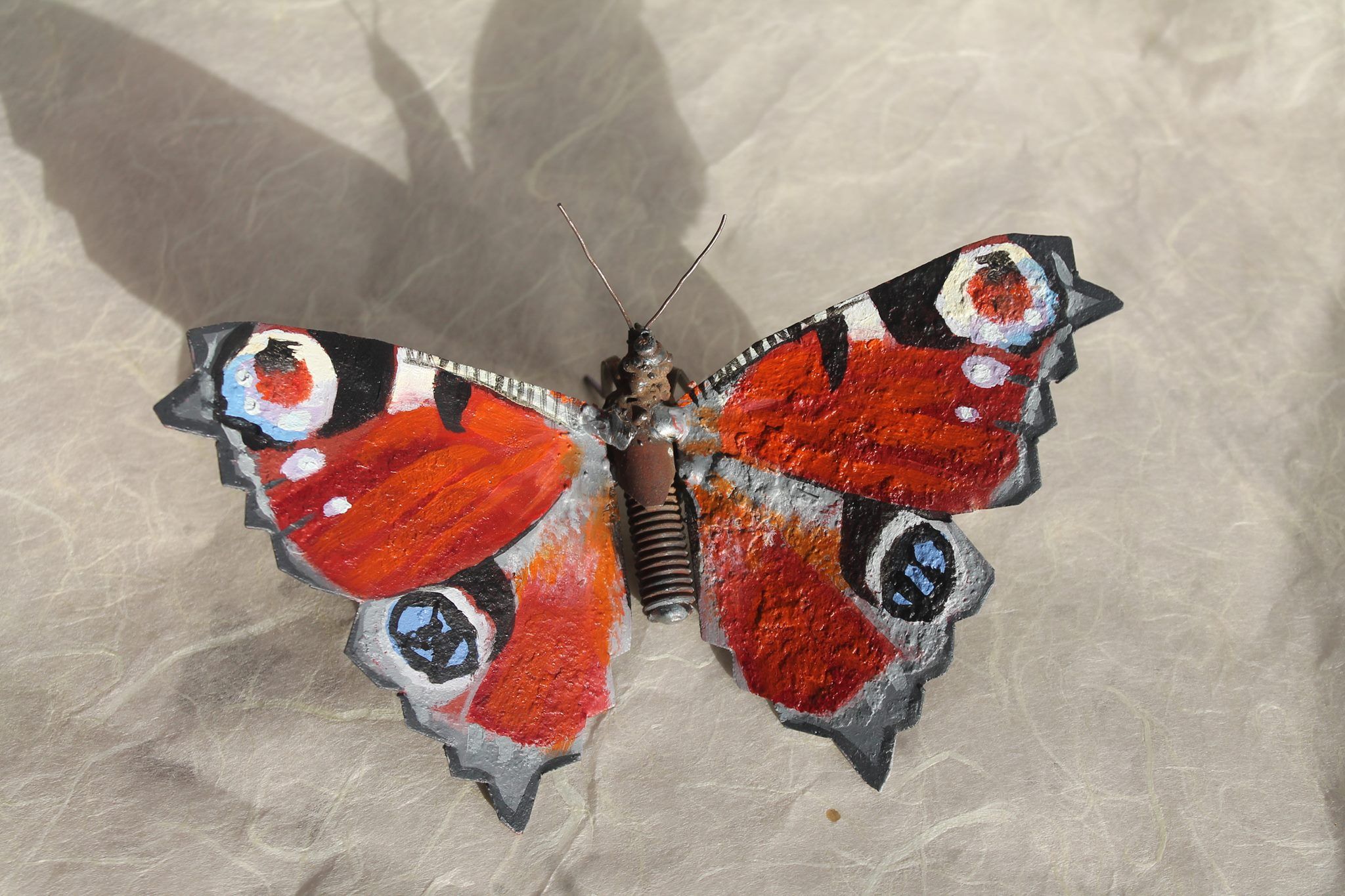 Download mobile wallpaper Sculpture, Moth, Man Made, Scrap Metal Art for free.