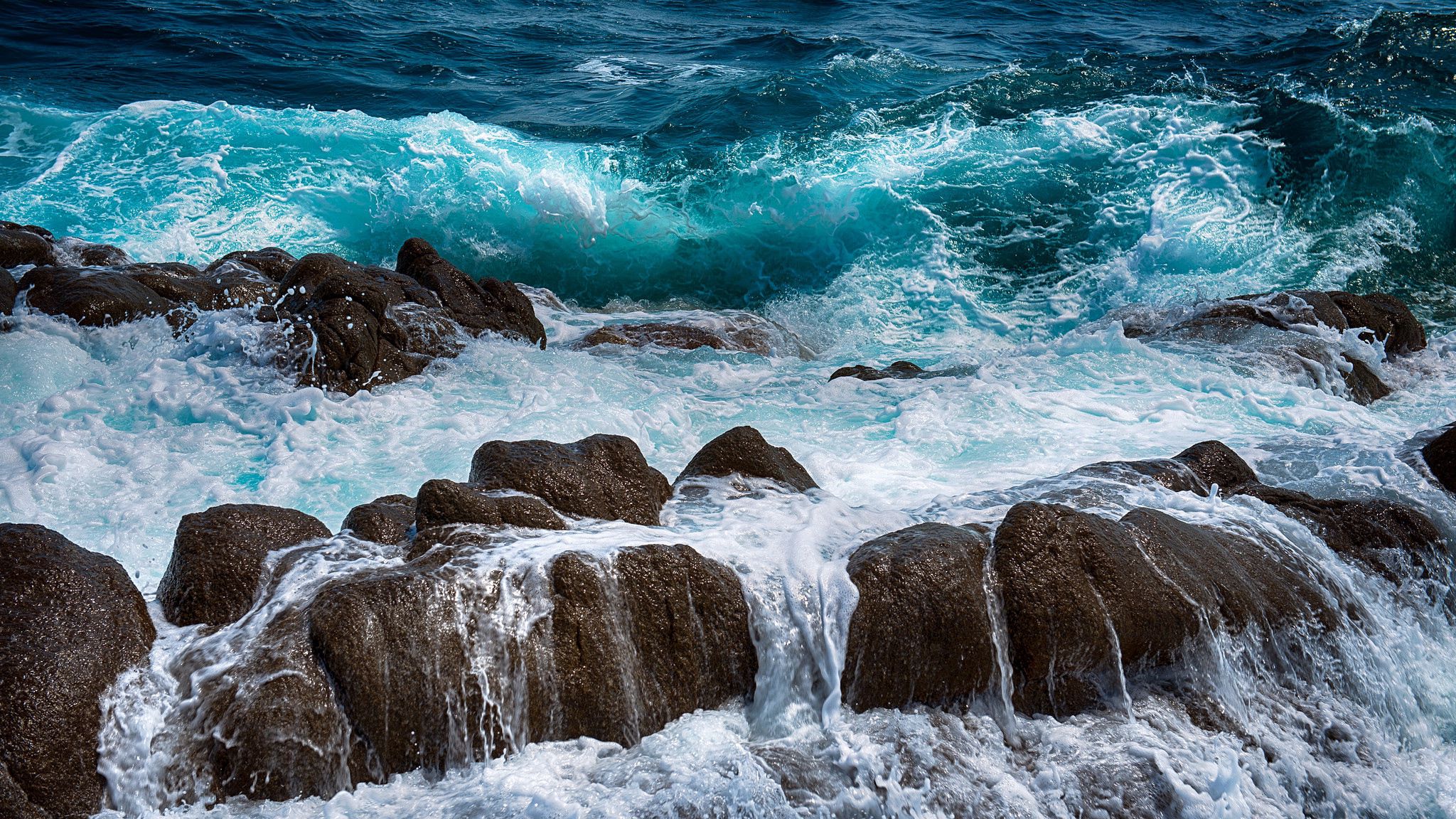 surf, stones, nature, sea, spray, foam High Definition image