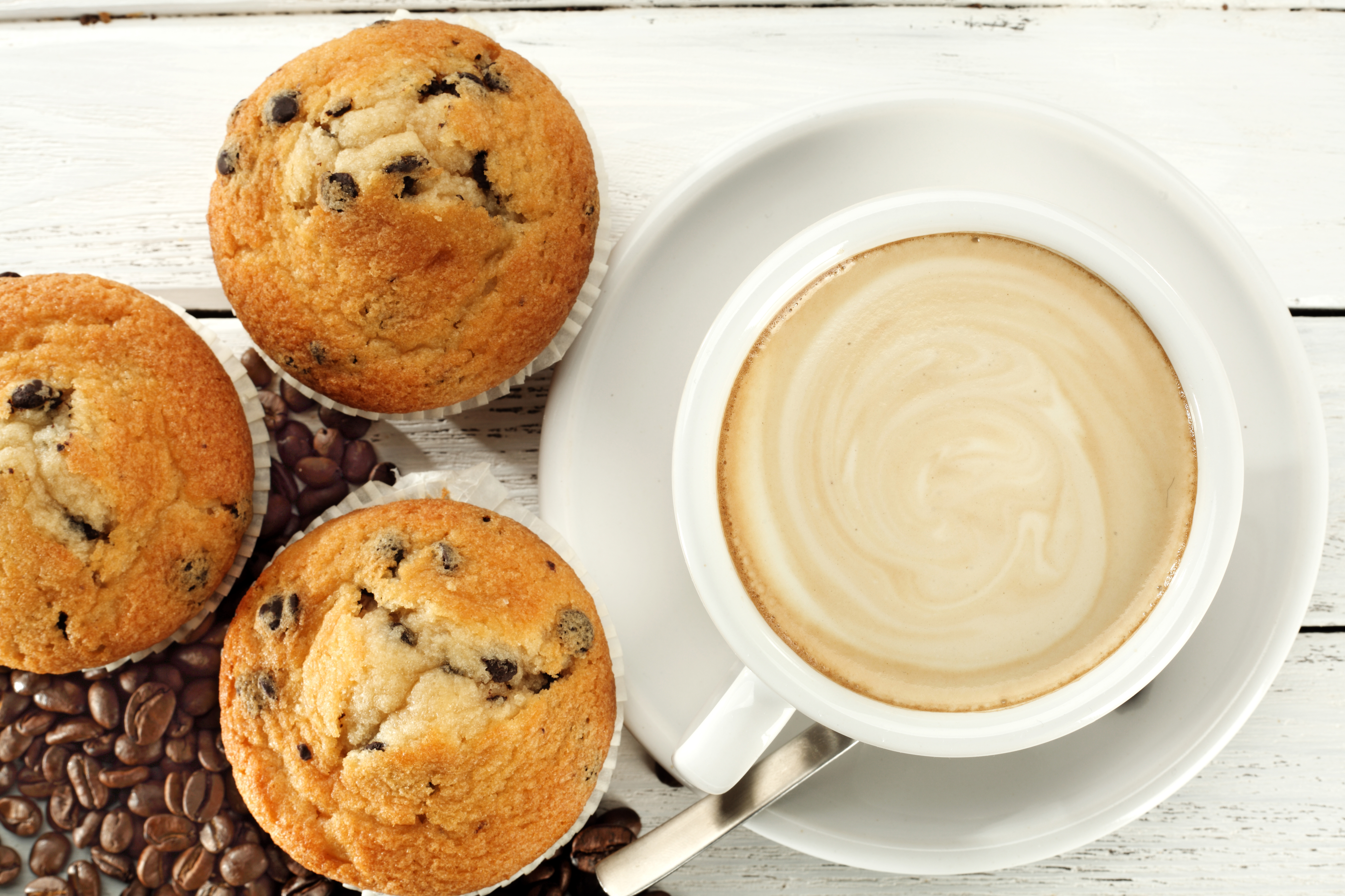 1526027 Hintergrundbild herunterladen nahrungsmittel, frühstuck, kaffeeprinz, kaffee, tasse, muffin - Bildschirmschoner und Bilder kostenlos