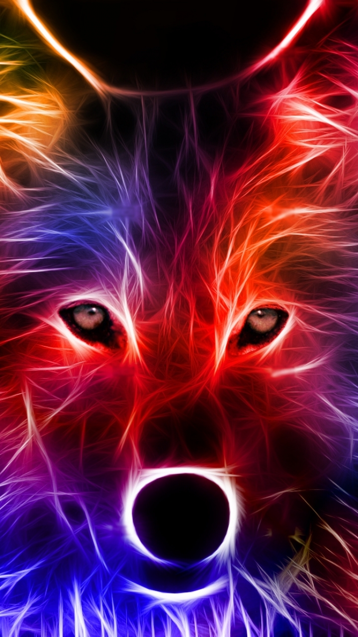 Download mobile wallpaper Fractal, Wolf, Animal, Colorful, Wolves for free.