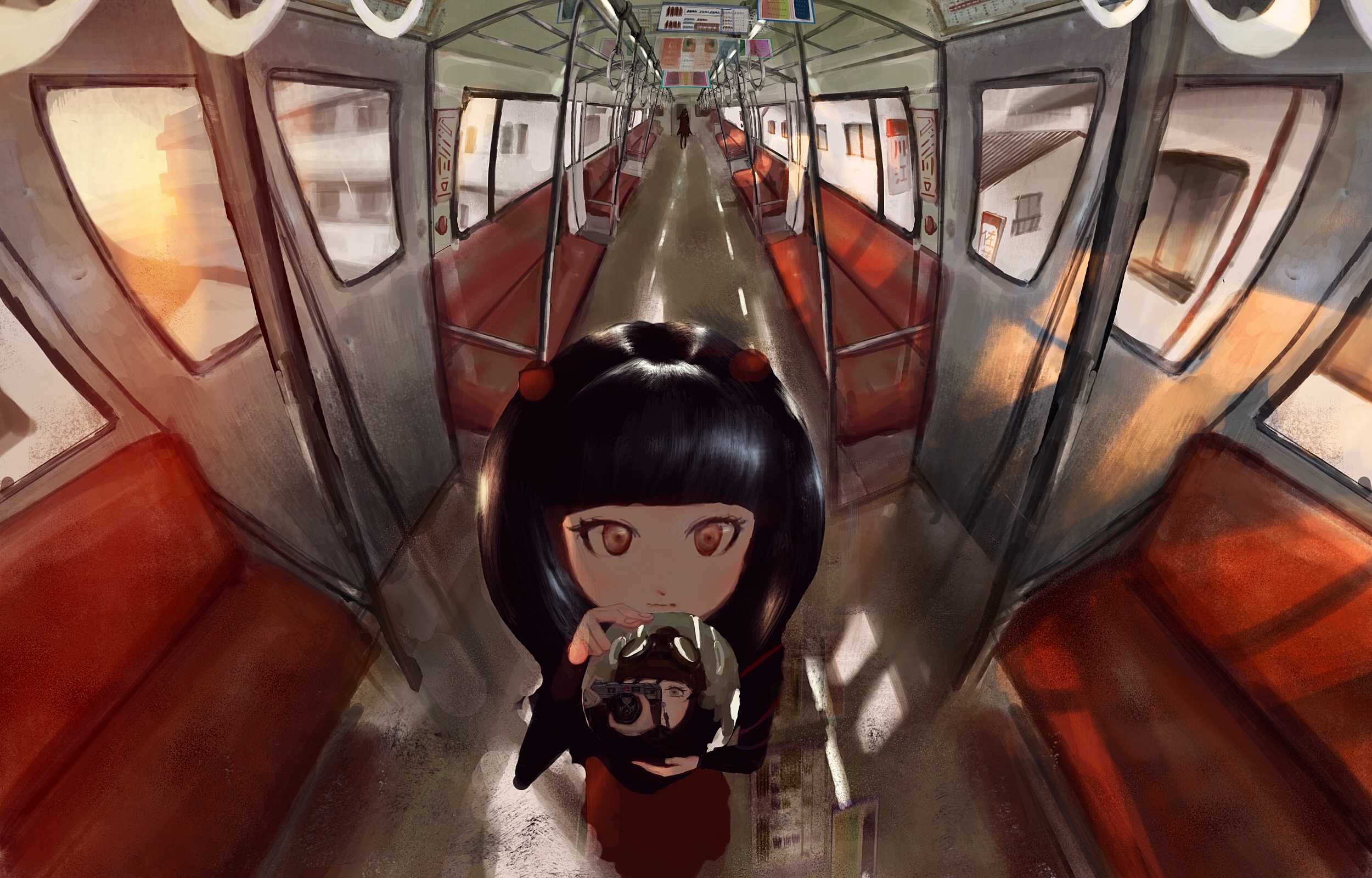 Download mobile wallpaper Anime, Camera, Train, Original for free.