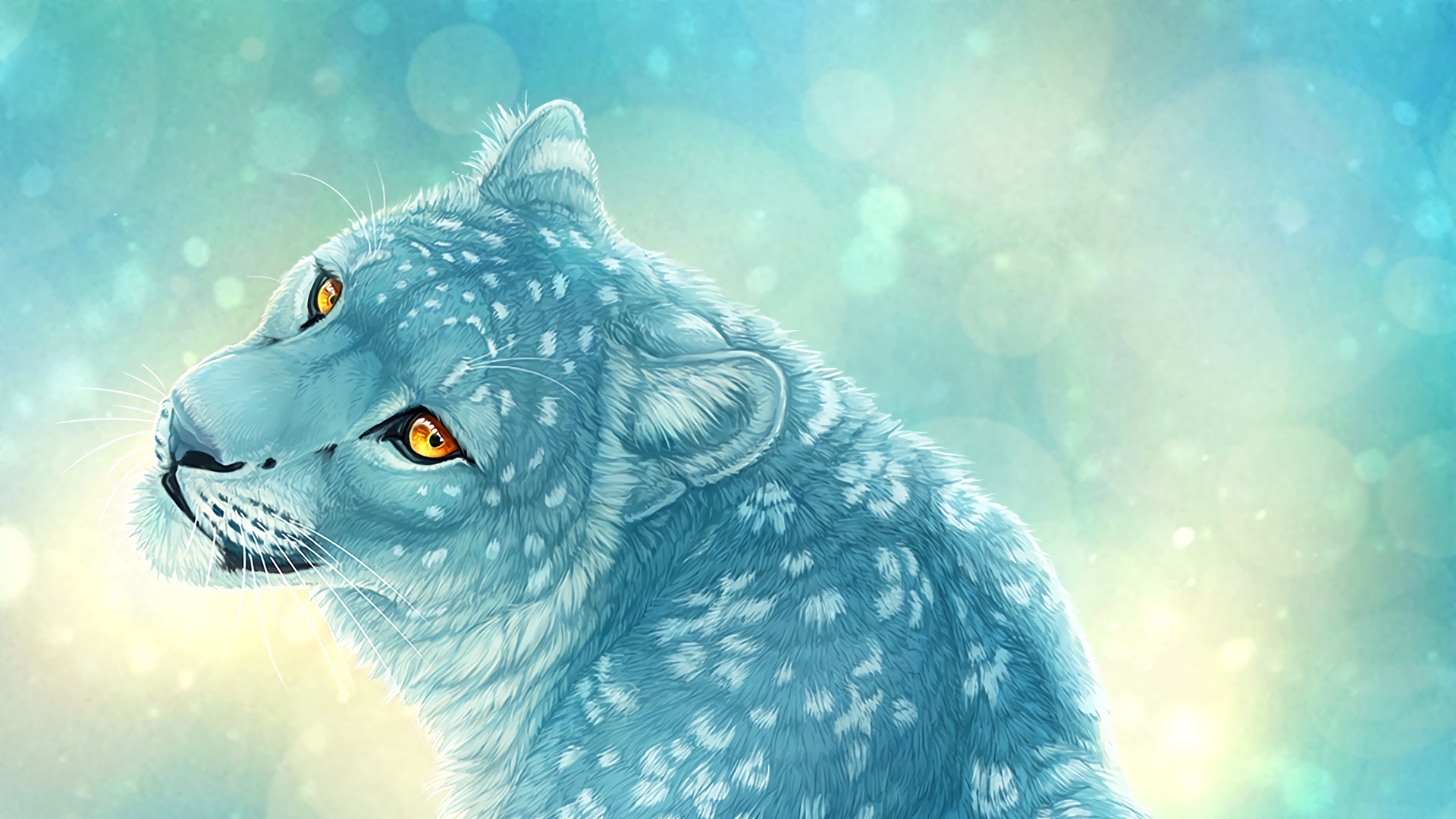 Download mobile wallpaper Cats, Snow Leopard, Animal, Painting for free.