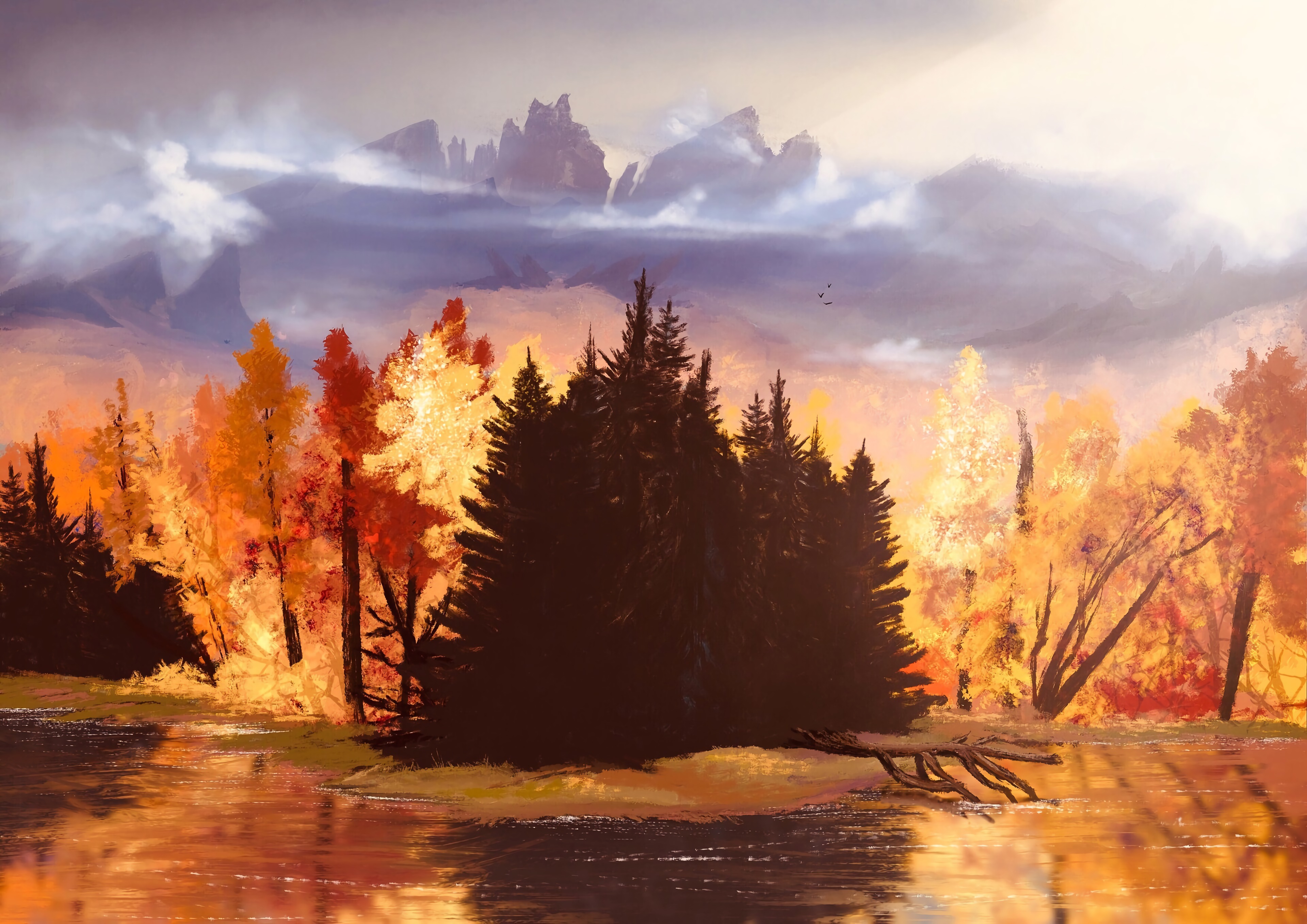 Laden Sie das Wald, Kunst, Herbst-Bild kostenlos auf Ihren PC-Desktop herunter