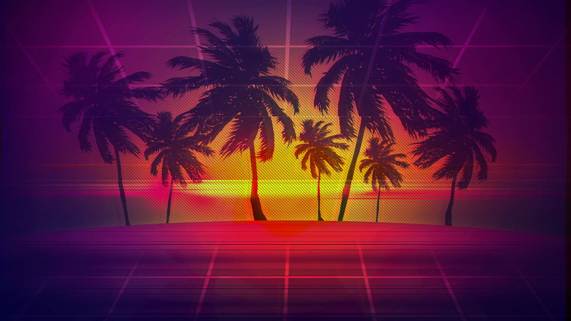 Download mobile wallpaper Artistic, Palm Tree, Retro Wave for free.