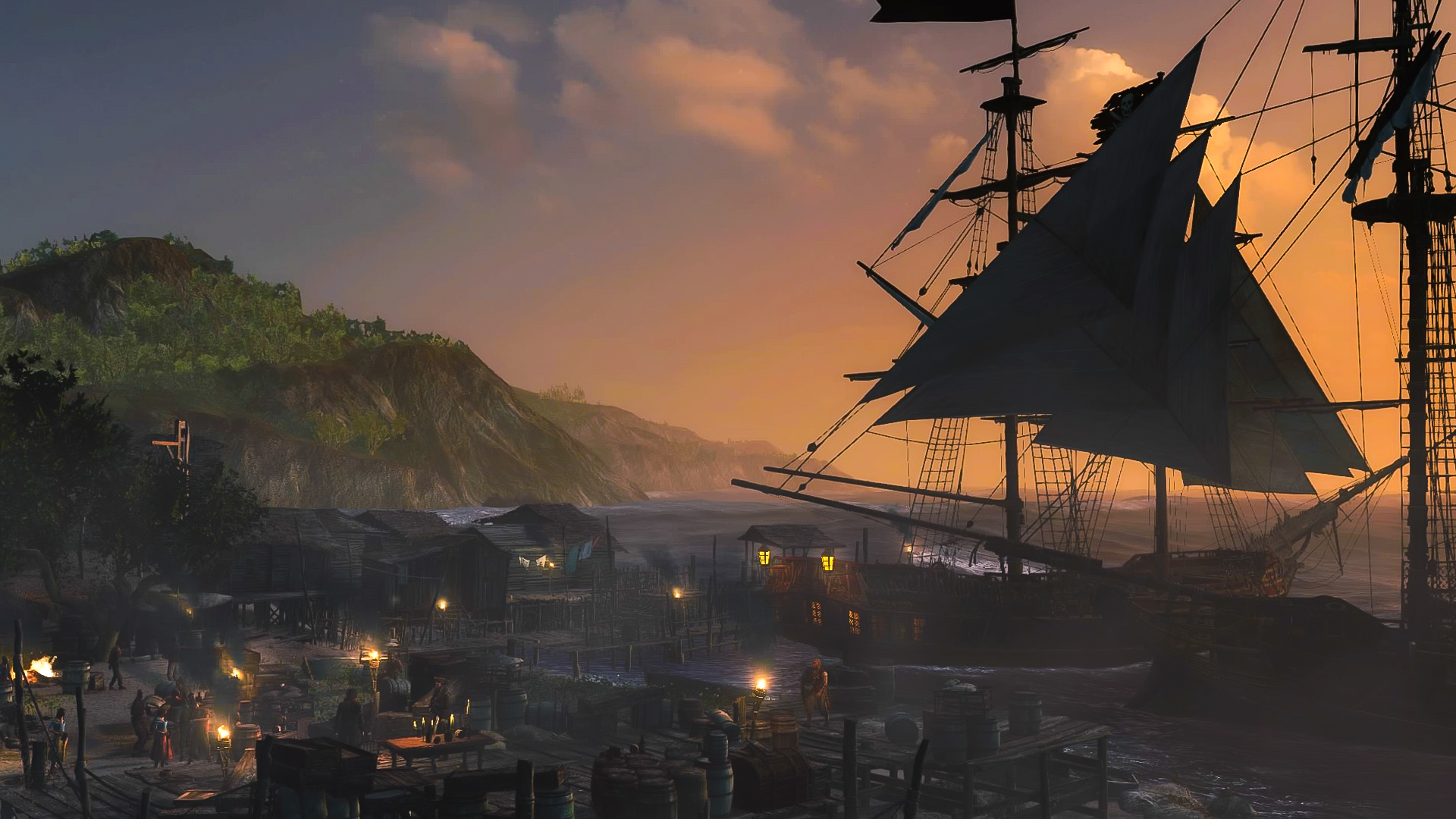 Free download wallpaper Fantasy, Ship, Harbor, Pirate on your PC desktop