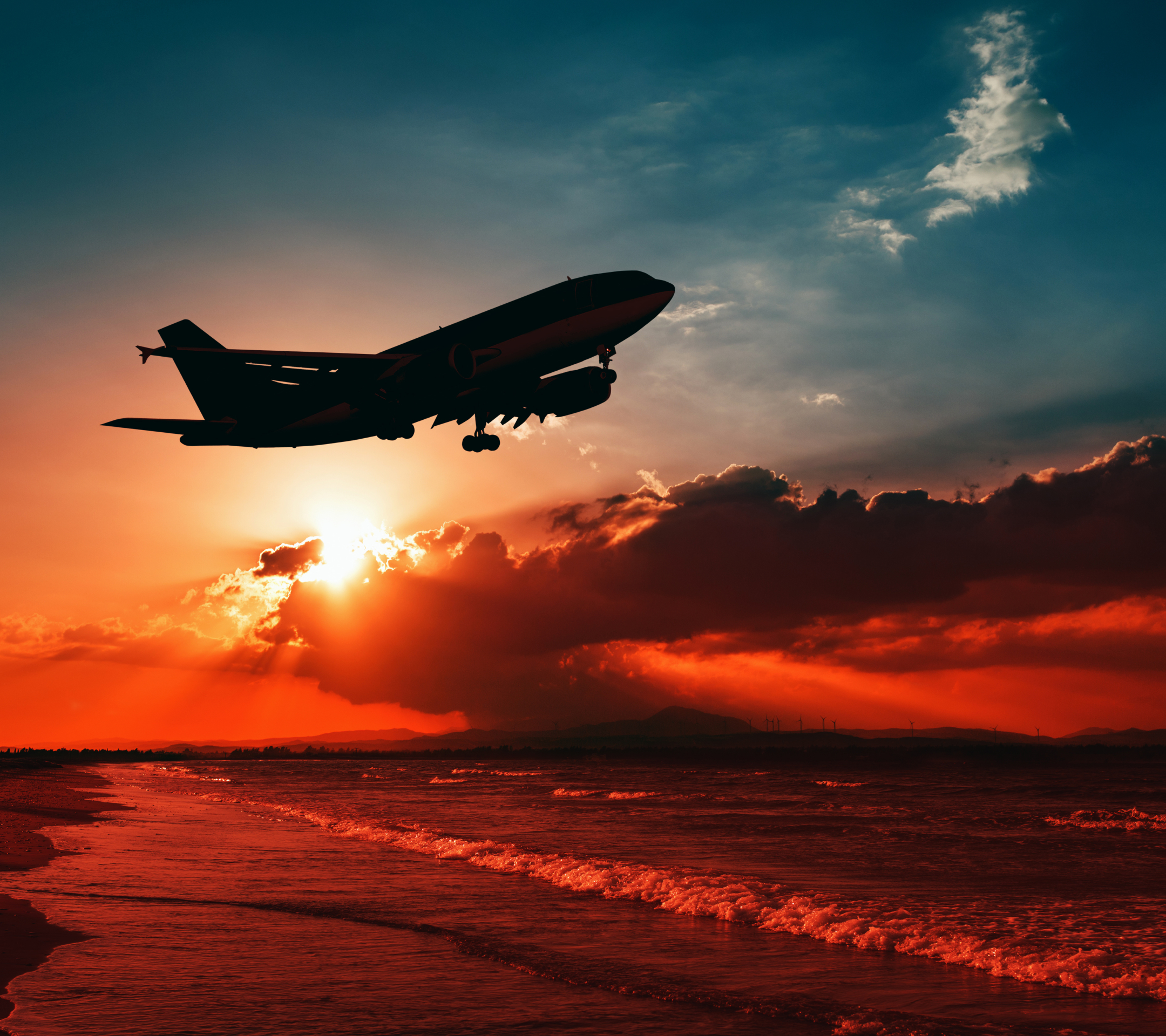 Free download wallpaper Sunset, Sky, Cloud, Aircraft, Passenger Plane, Sunbeam, Vehicles, Sunbean on your PC desktop