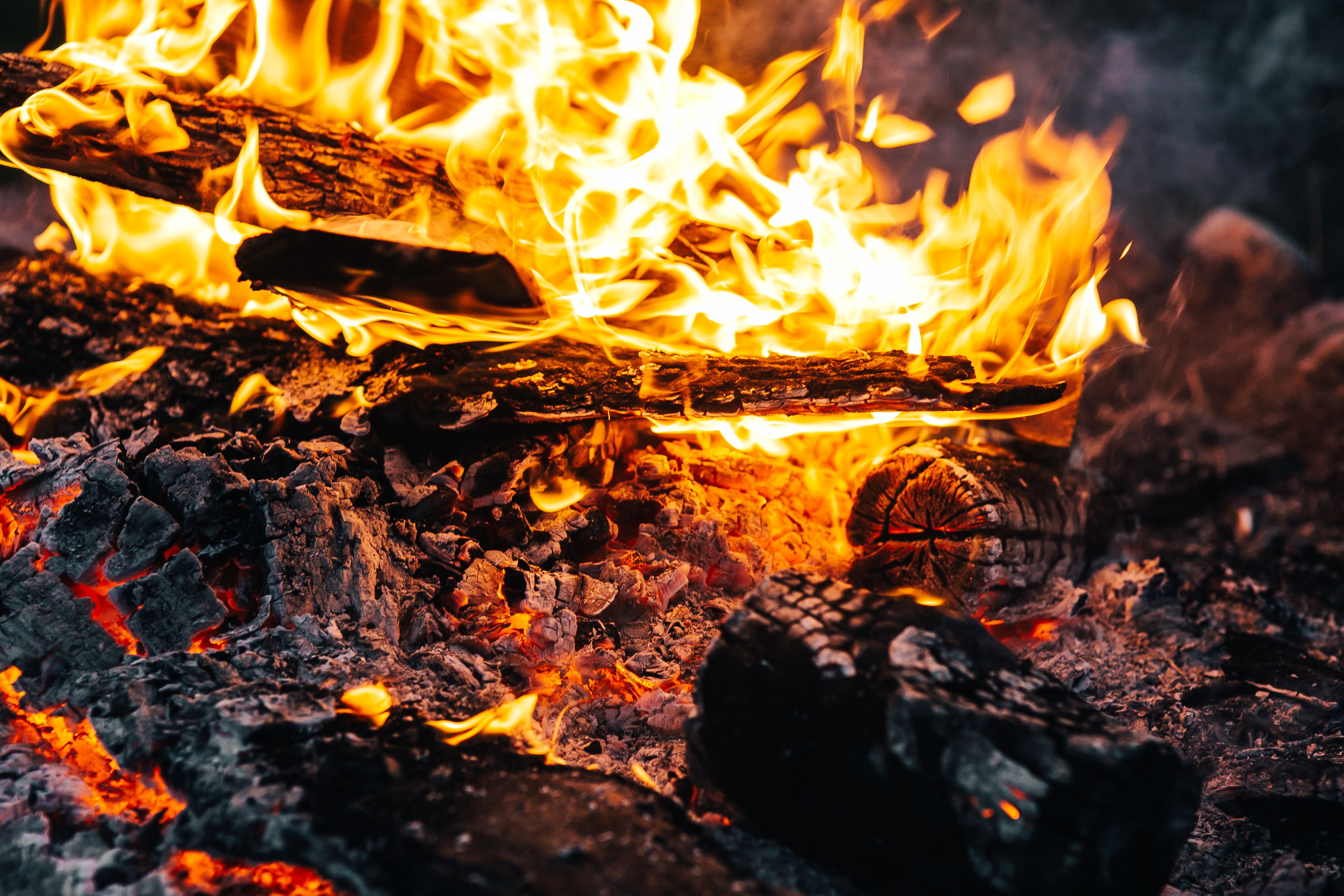 firewood, bonfire, fire, coals, flame, miscellanea, miscellaneous, ash