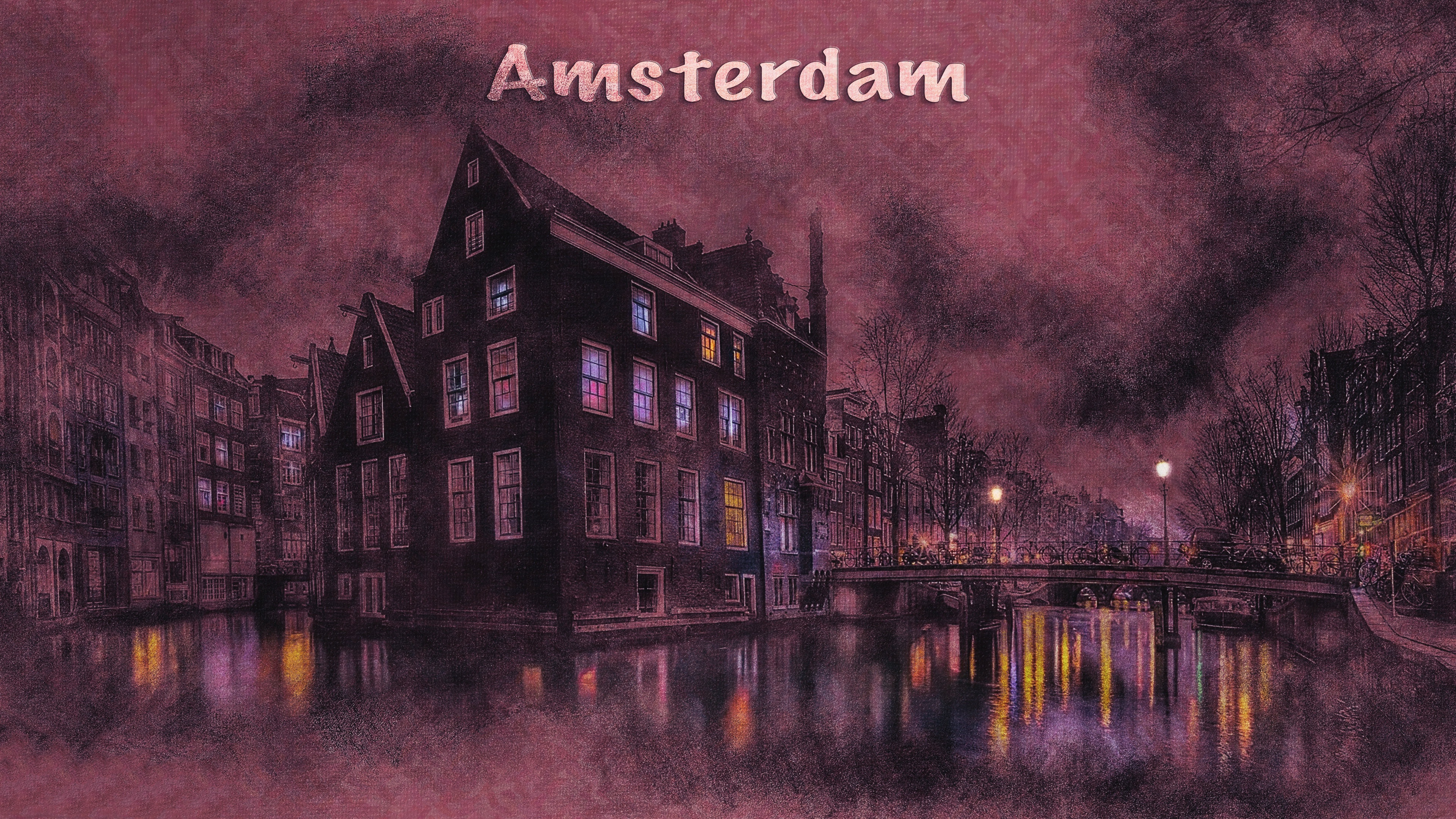 Скачать картинку Город, Амстердам, Художественные в телефон бесплатно.