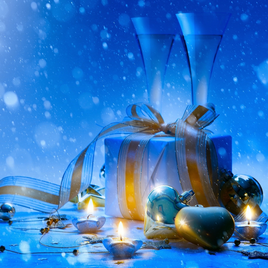 Завантажити шпалери безкоштовно Різдво, Свято, Синій, Подарунок, Стрічка, Різдвяні Прикраси картинка на робочий стіл ПК