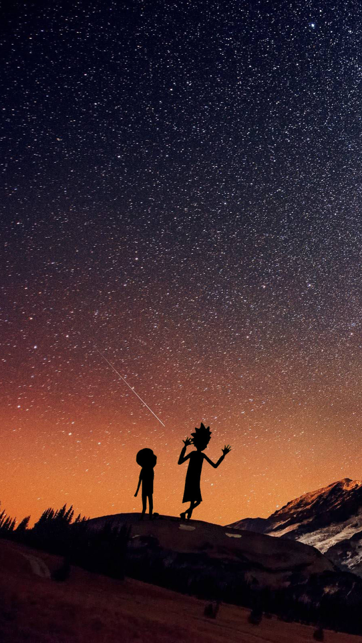 Download mobile wallpaper Landscape, Stars, Tv Show, Rick Sanchez, Morty Smith, Rick And Morty for free.