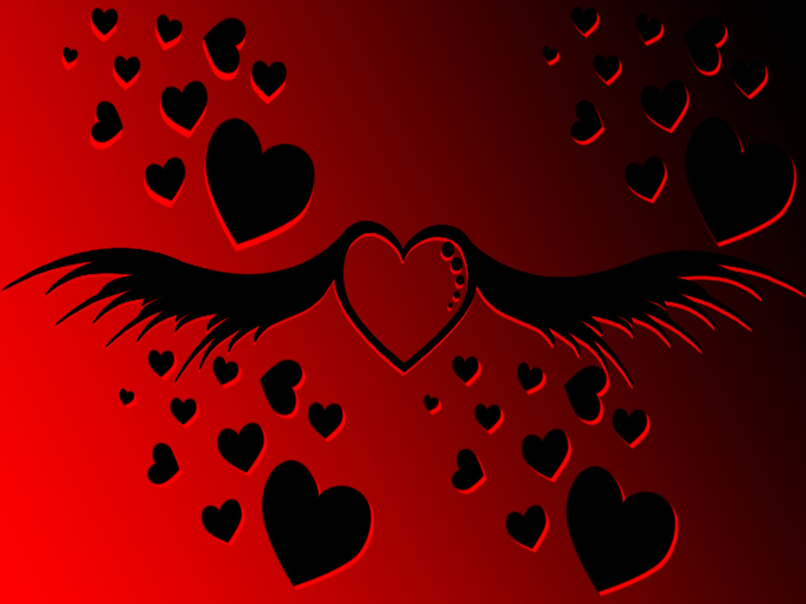 Скачать обои бесплатно Любовь, Красный, Сердце, Чёрный, Тьма, Художественные картинка на рабочий стол ПК
