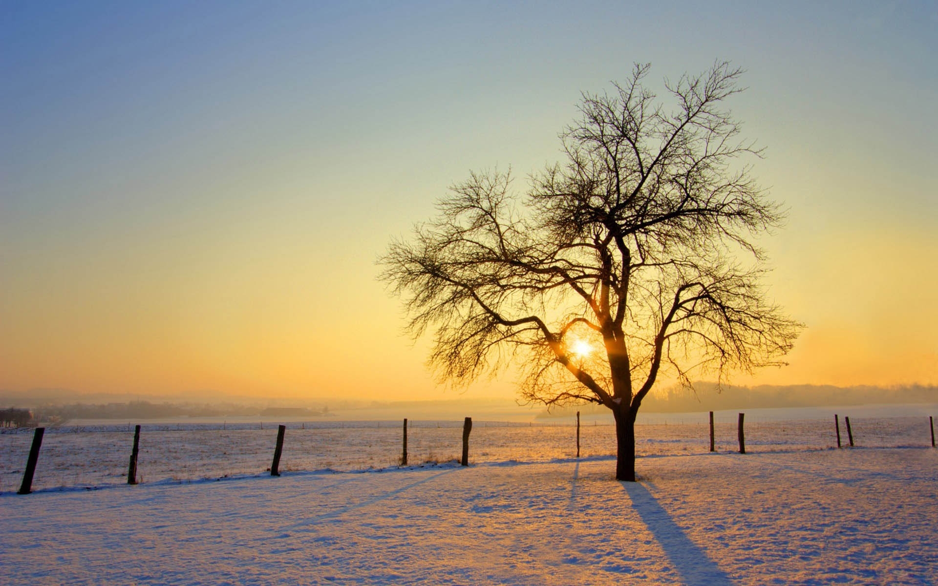PCデスクトップに自然, 日没, 雪, 風景画像を無料でダウンロード