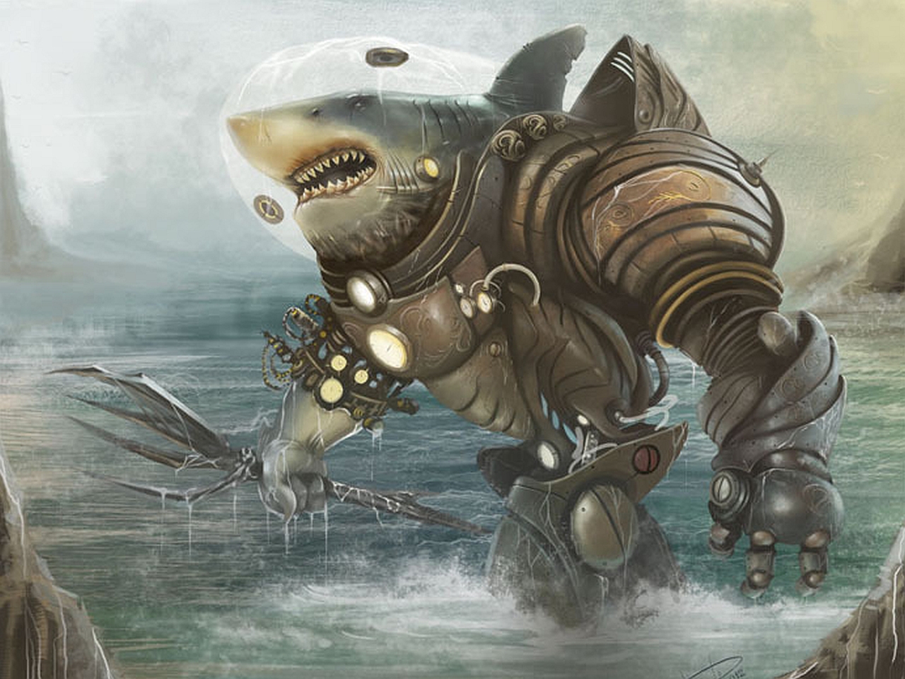 Download mobile wallpaper Creature, Sci Fi, Shark for free.