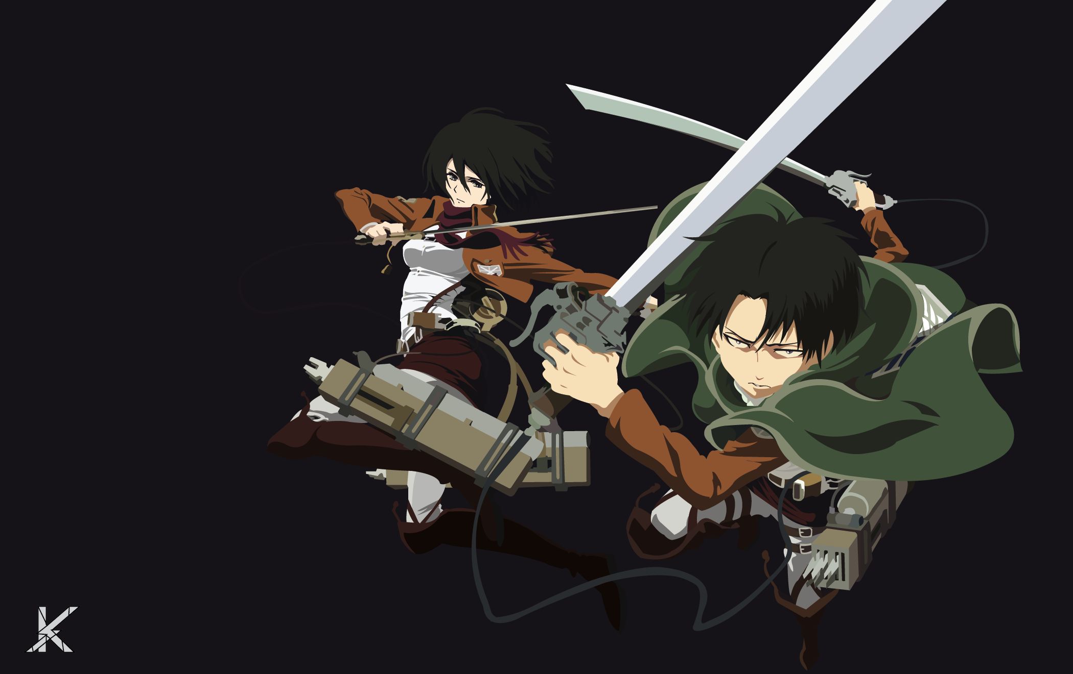 Laden Sie das Animes, Mikasa Ackermann, Attack On Titan, Levi Ackermann-Bild kostenlos auf Ihren PC-Desktop herunter
