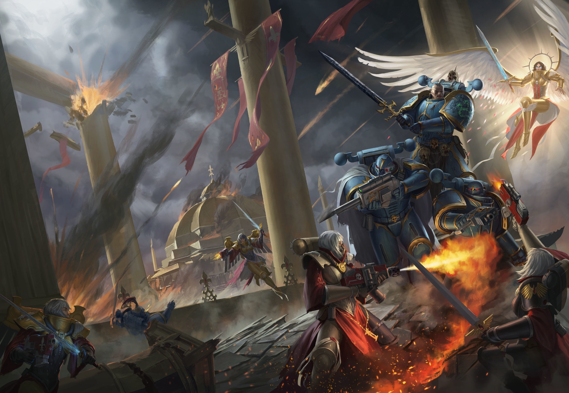 Download mobile wallpaper Warhammer, Warrior, Angel, Battle, Sword, Warhammer 40K, Video Game, Space Marine for free.
