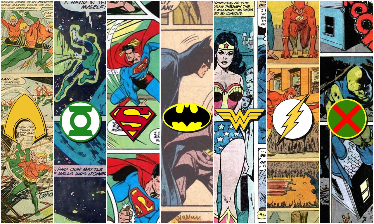 comics, justice league, aquaman, barry allen, batman, dc comics, flash, green lantern, hal jordan, logo, martian manhunter, wonder woman