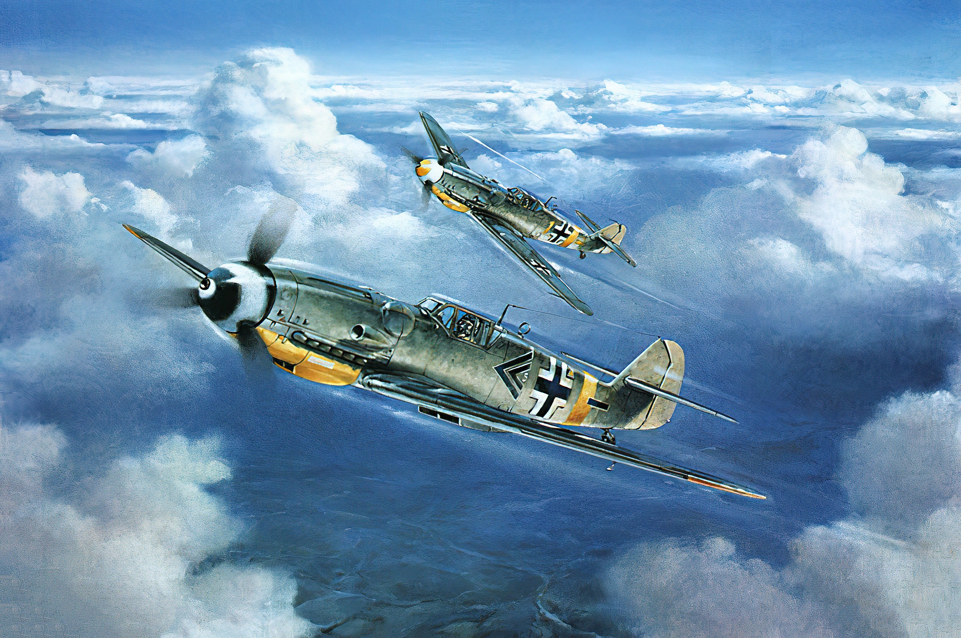 Скачати мобільні шпалери Літак, Військовий, Бойовий Літак, Messerschmitt Bf 109, Військова Авіація безкоштовно.