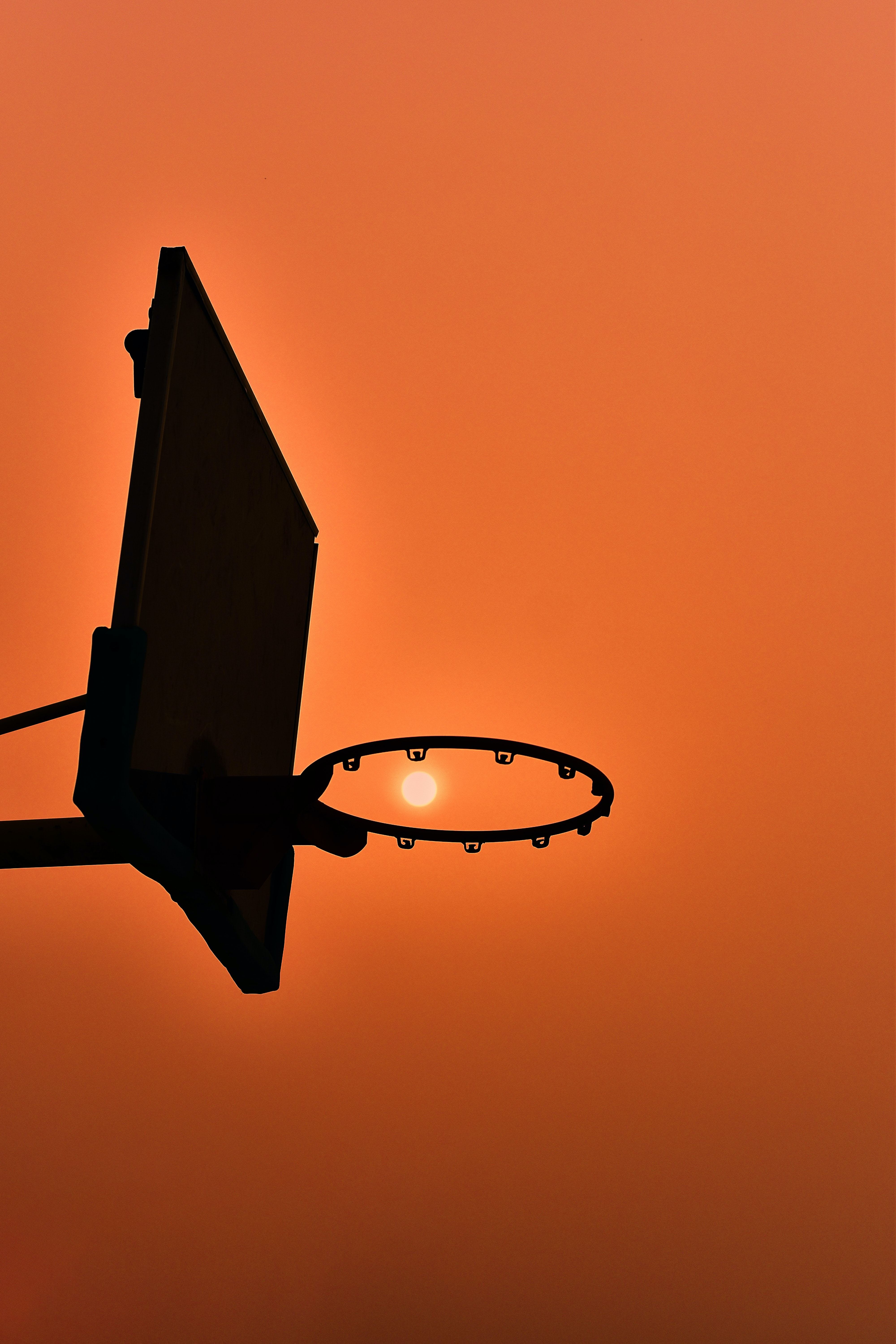 basketball ring, sunset, sun, dark, silhouette, basketball hoop