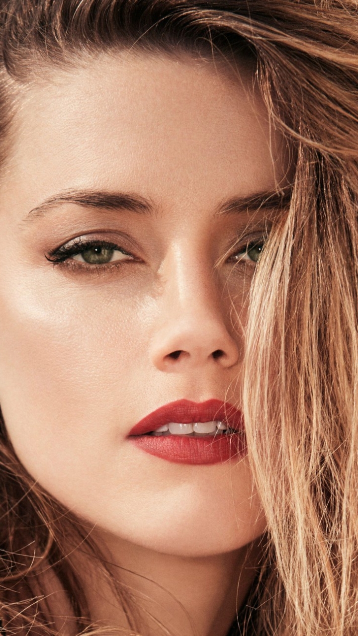 Download mobile wallpaper Blonde, Face, American, Celebrity, Actress, Lipstick, Amber Heard for free.