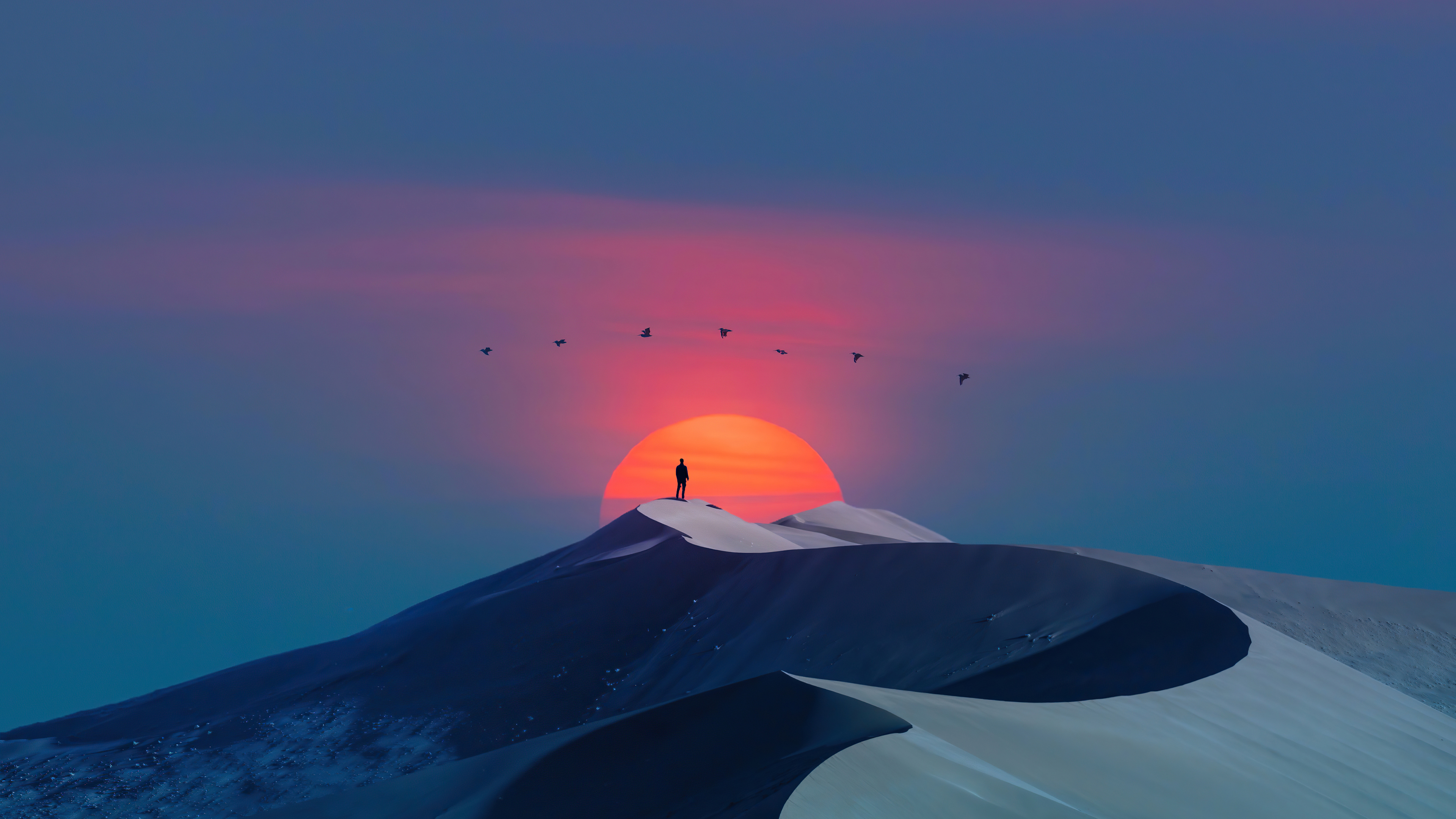 Download mobile wallpaper Sunset, Desert, Dune, Artistic for free.