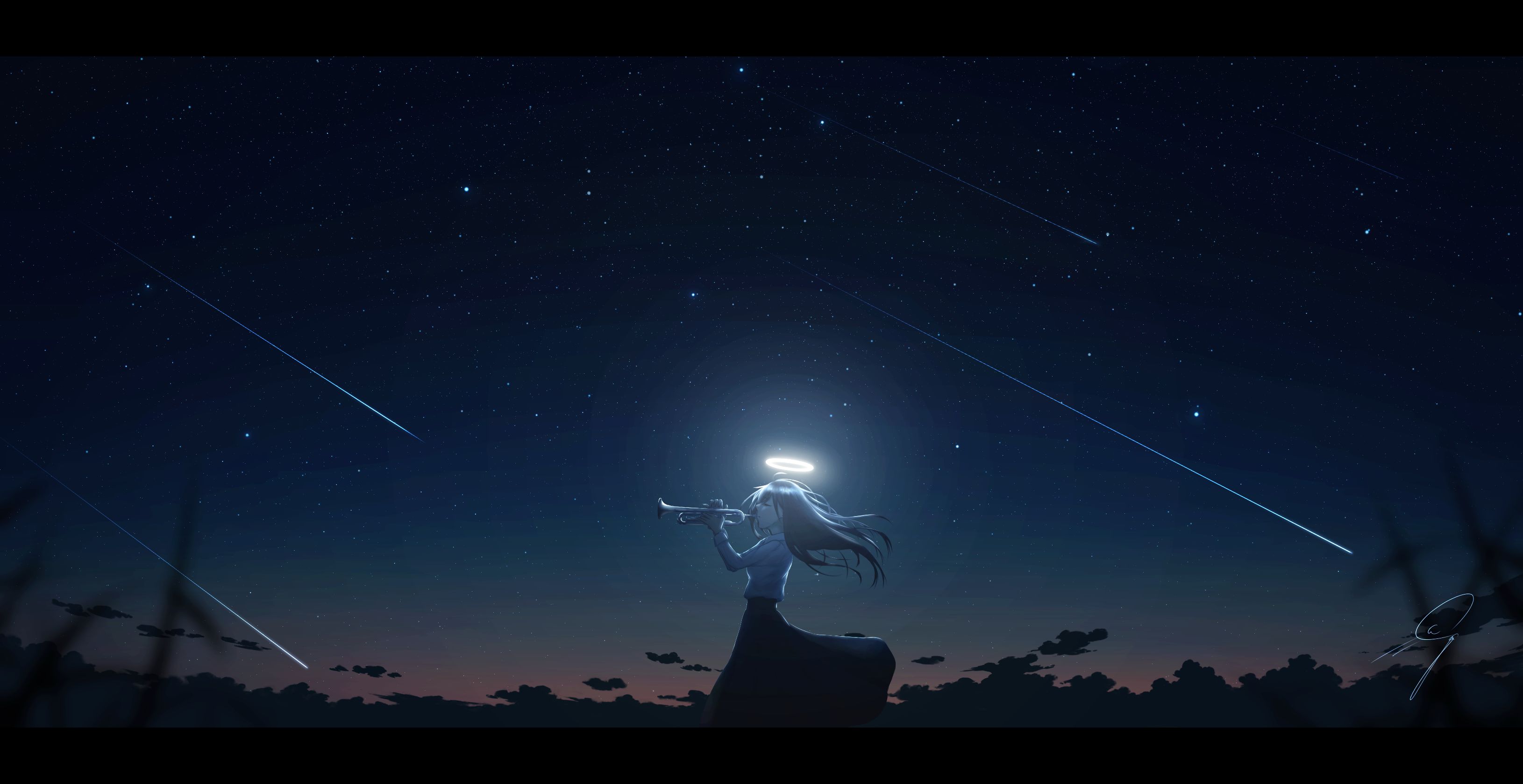 Free download wallpaper Anime, Sky, Night, Starry Sky, Girl on your PC desktop