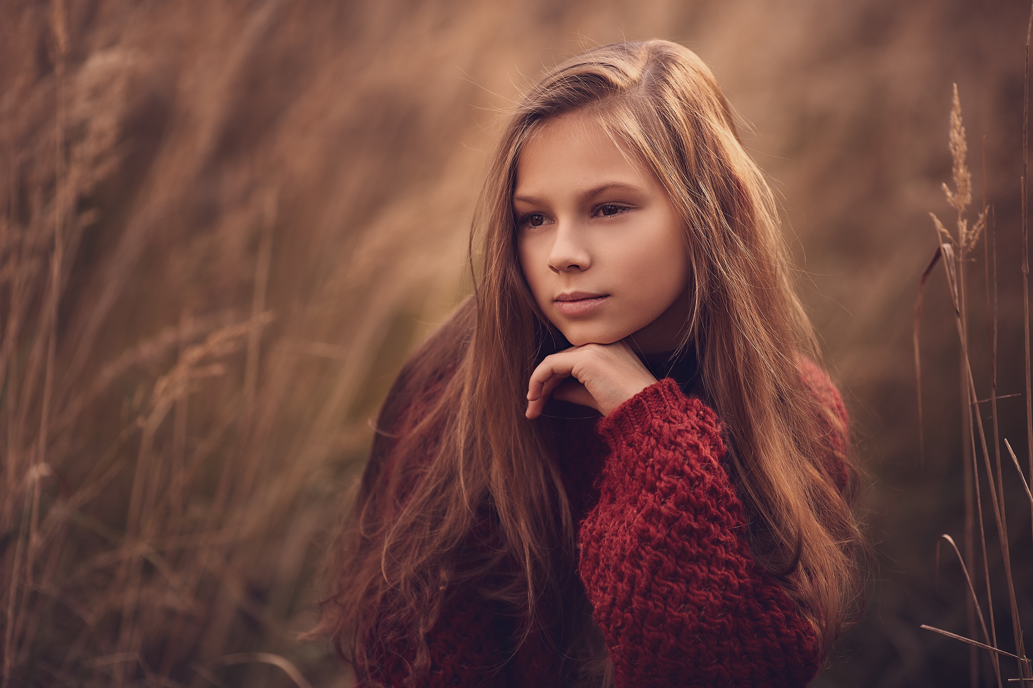 Download mobile wallpaper Mood, Child, Blonde, Photography, Long Hair for free.