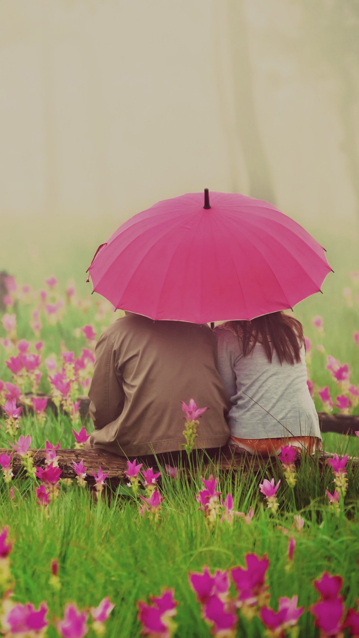 Download mobile wallpaper Love, Flower, Couple, Umbrella, Photography for free.