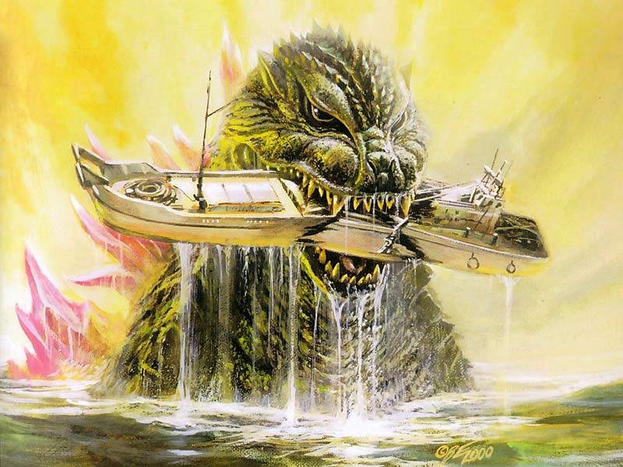 Handy-Wallpaper Comics, Godzilla kostenlos herunterladen.