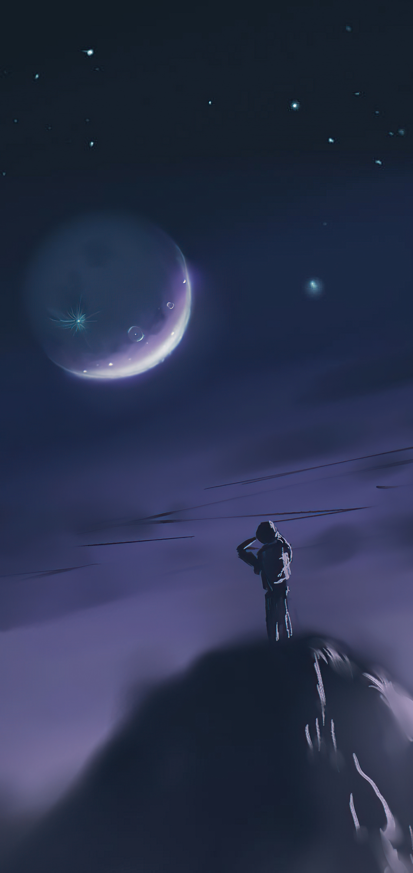 Download mobile wallpaper Men, Night, Moon, Alone for free.