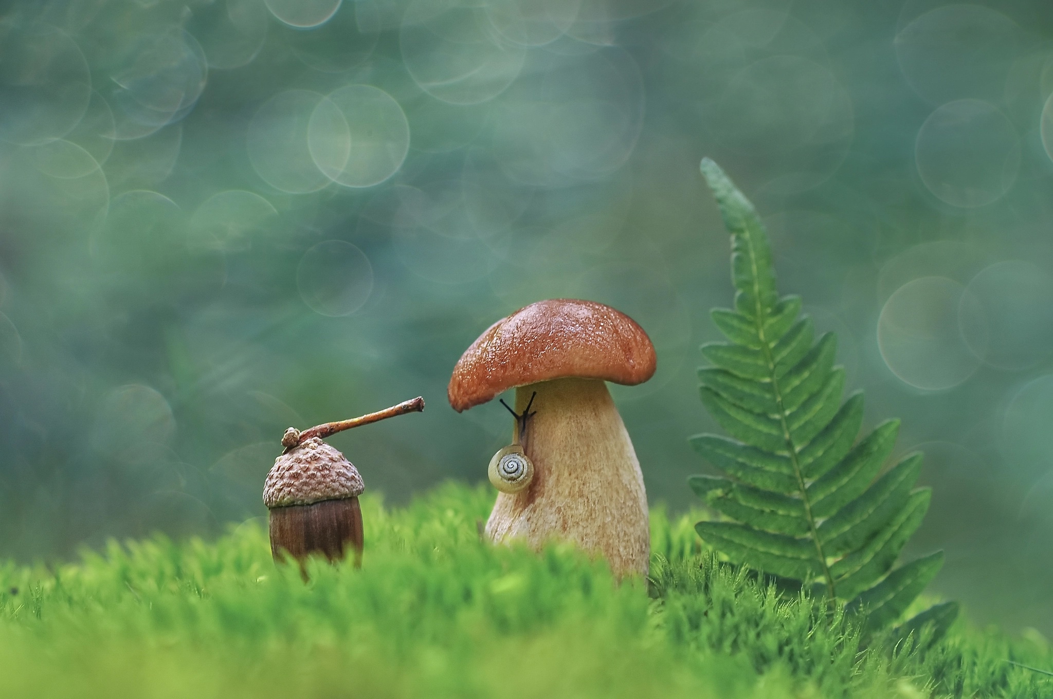 Free download wallpaper Nature, Earth, Mushroom, Snail, Bokeh on your PC desktop