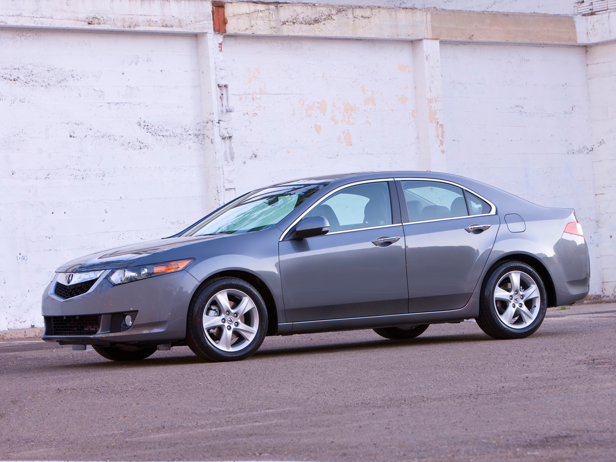 auto, acura, cars, asphalt, wall, side view, style, akura, 2008, metallic gray, grey metallic, tsx Full HD
