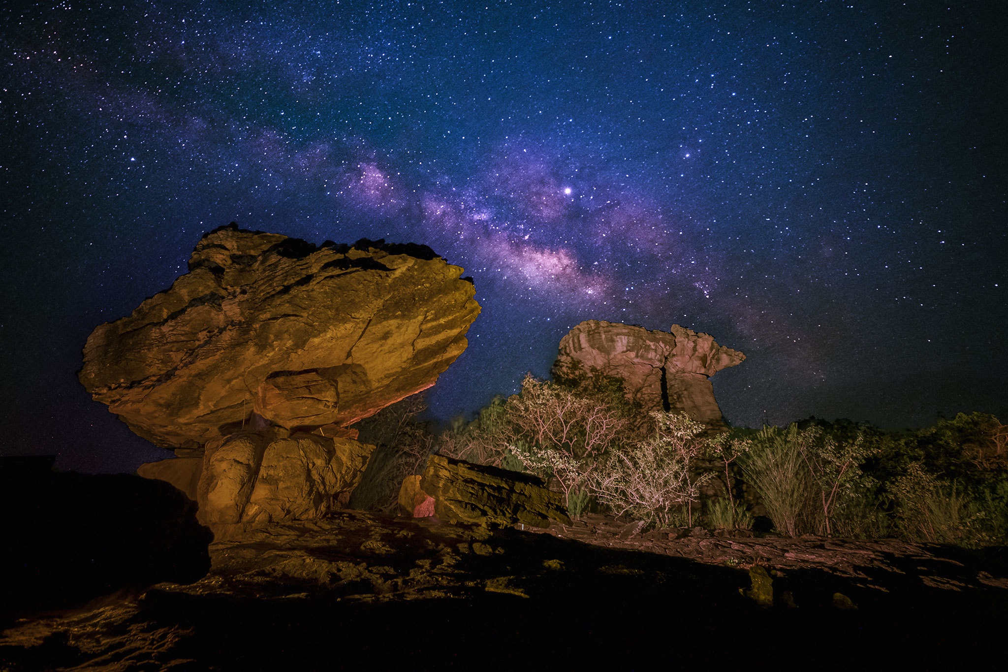Free download wallpaper Stars, Night, Starry Sky, Earth, Stone on your PC desktop