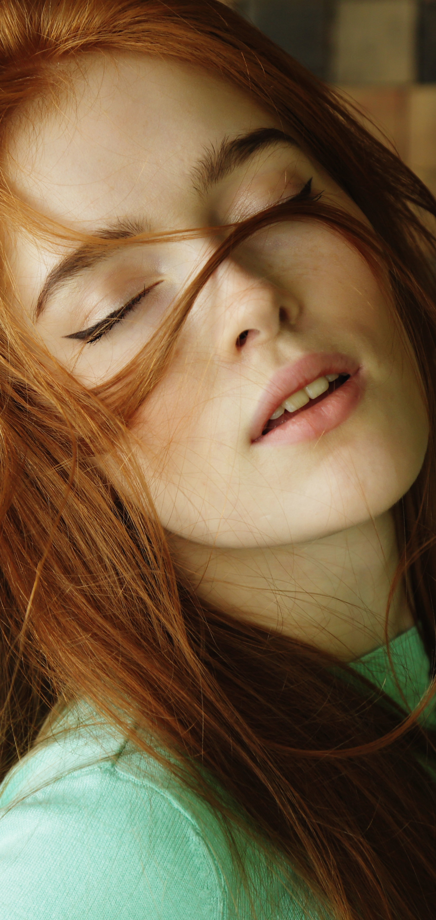 Download mobile wallpaper Close Up, Redhead, Face, Model, Women, Jia Lissa, Adults for free.