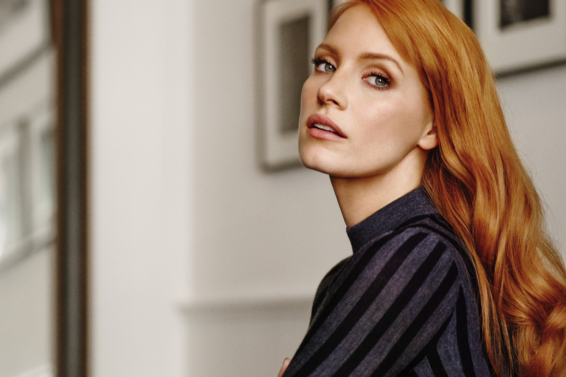 Free download wallpaper Redhead, Face, Blue Eyes, American, Celebrity, Actress, Jessica Chastain on your PC desktop