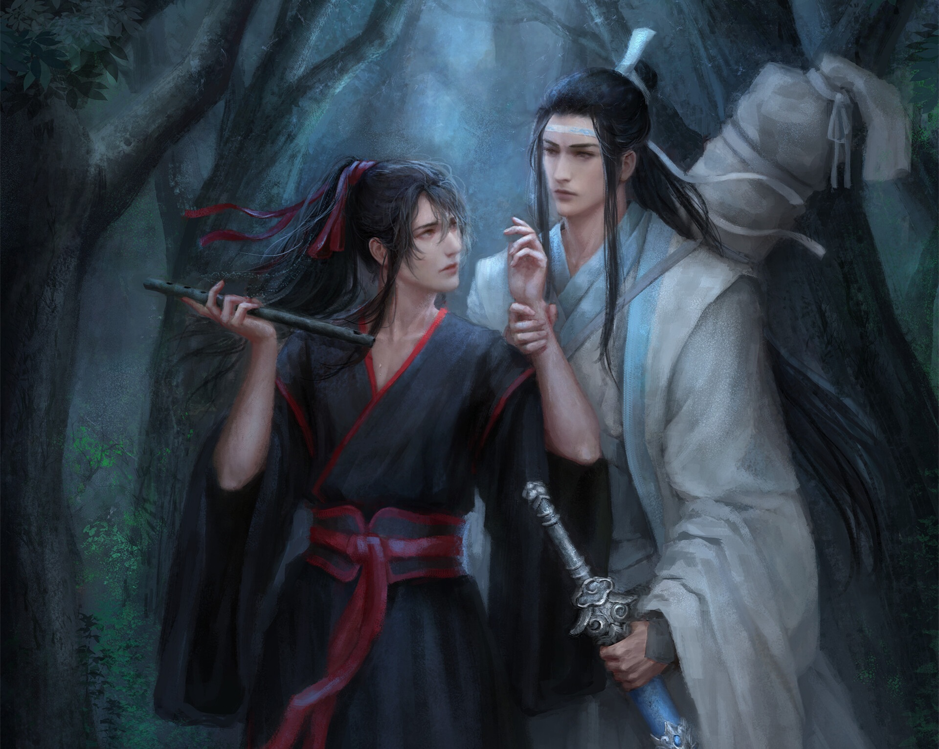 Handy-Wallpaper Animes, Lanzhan, Wei Yin, Lan Wangji, Wei Wuxian, Mo Dao Zu Shi kostenlos herunterladen.