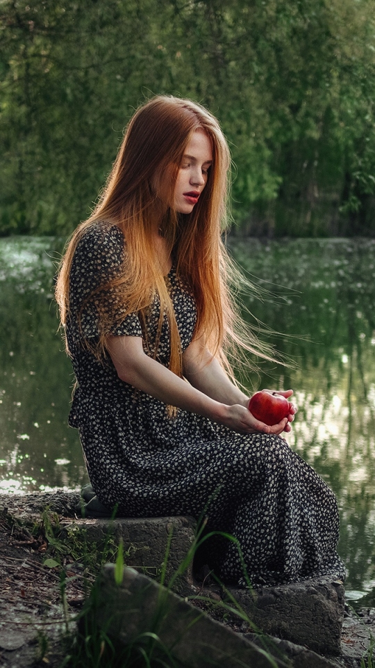 Download mobile wallpaper Redhead, Mood, Dress, Model, Women, Long Hair for free.