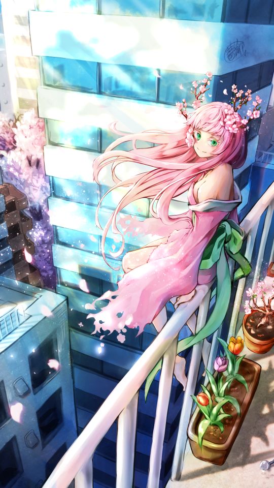 Download mobile wallpaper Anime, Girl, Pink Hair, Long Hair for free.