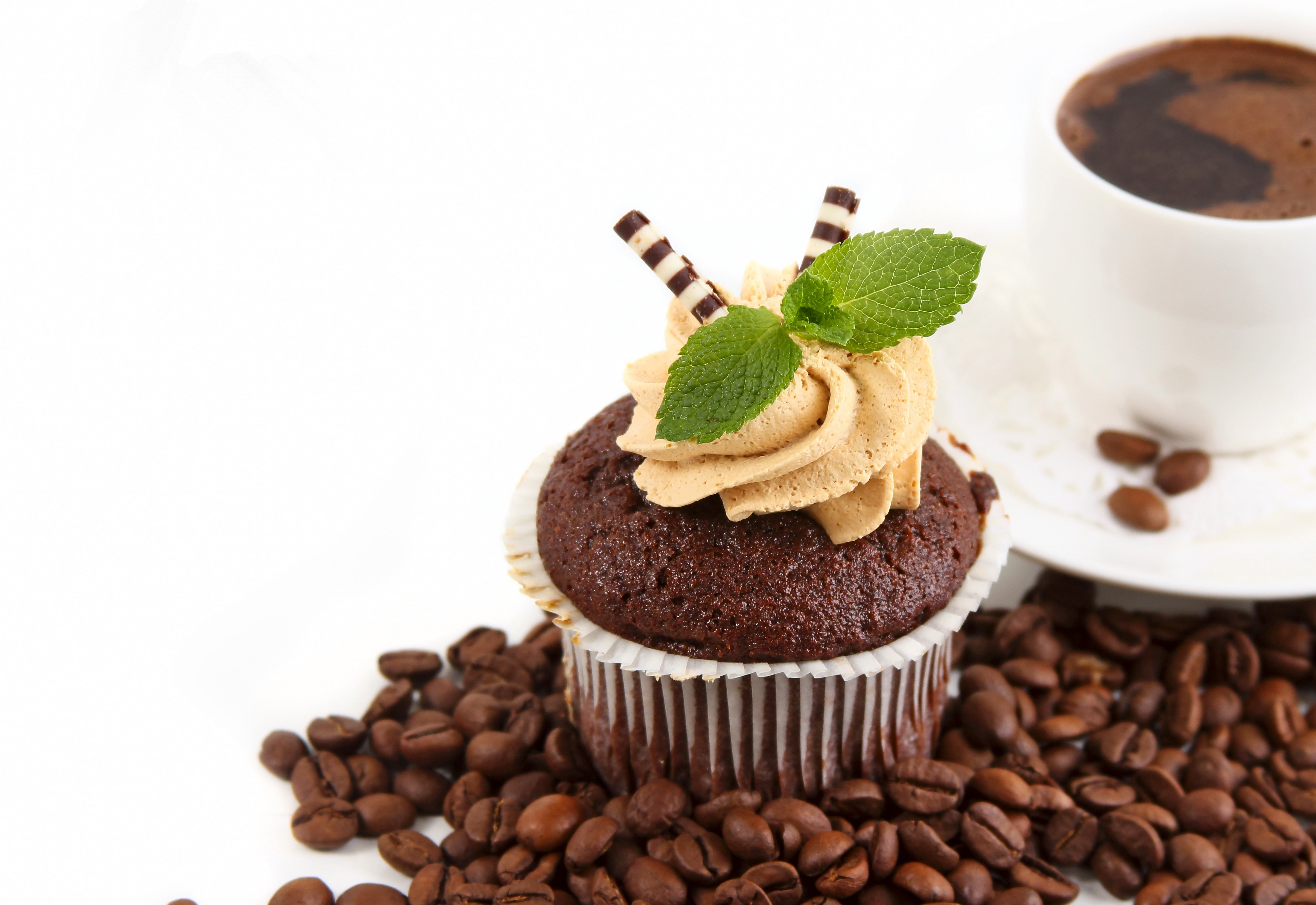 Free download wallpaper Food, Coffee Beans, Sweets, Cupcake on your PC desktop