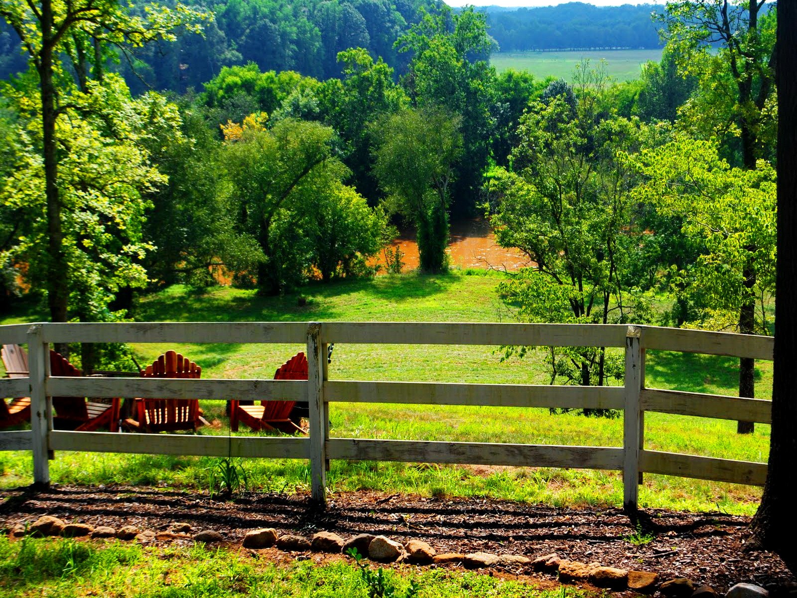 Free download wallpaper Landscape, Chair, Fence, Spring, Photography on your PC desktop