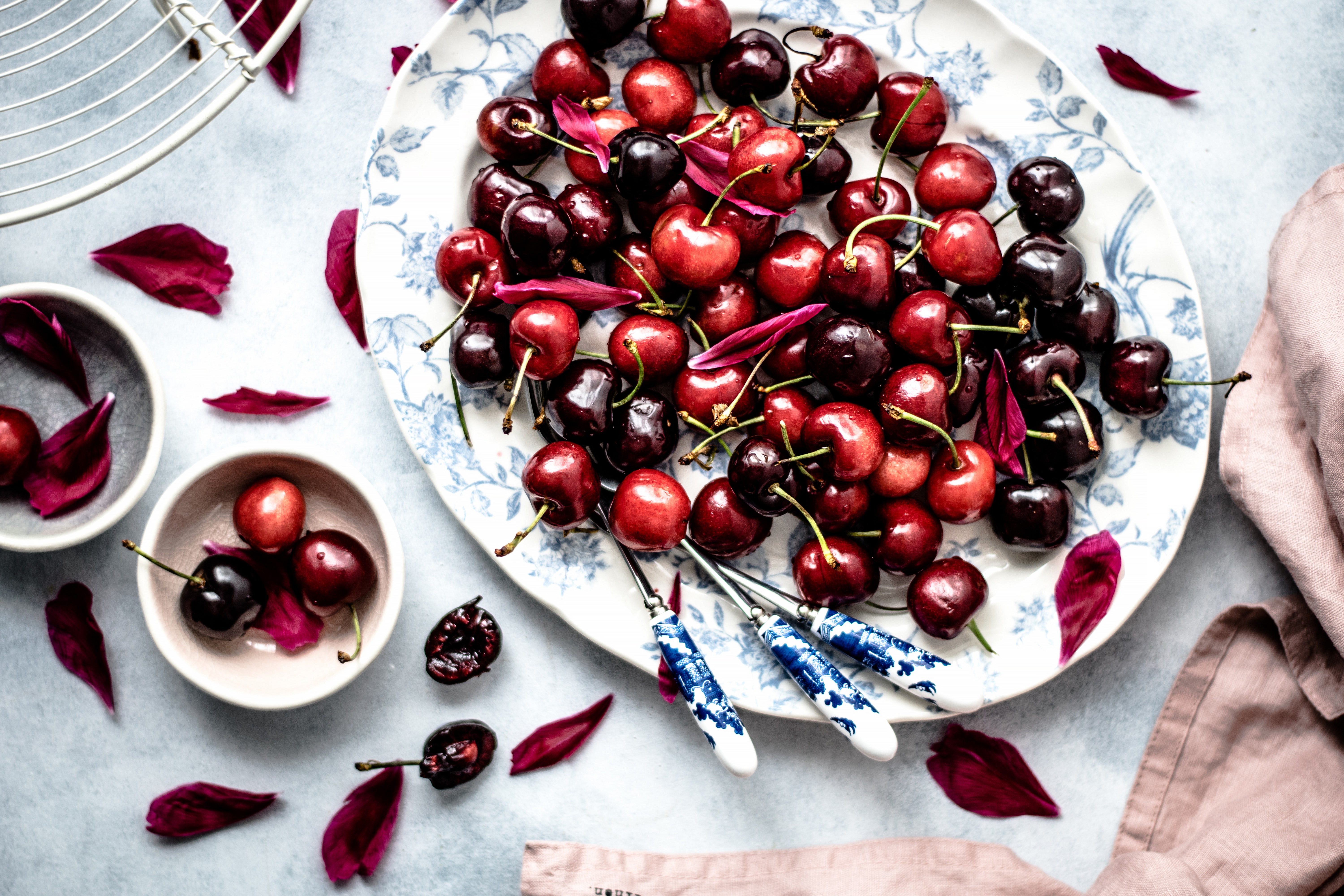food, cherry, berry, plate, fruits